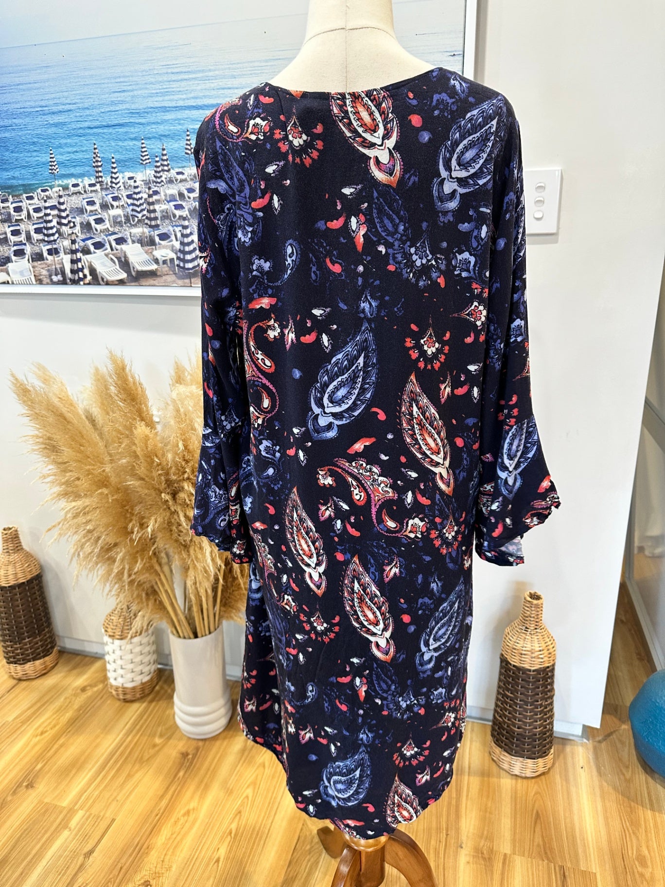 [SALE] Libertine Dress - Size 14 - Navy blue w Paisley Print [Fault]