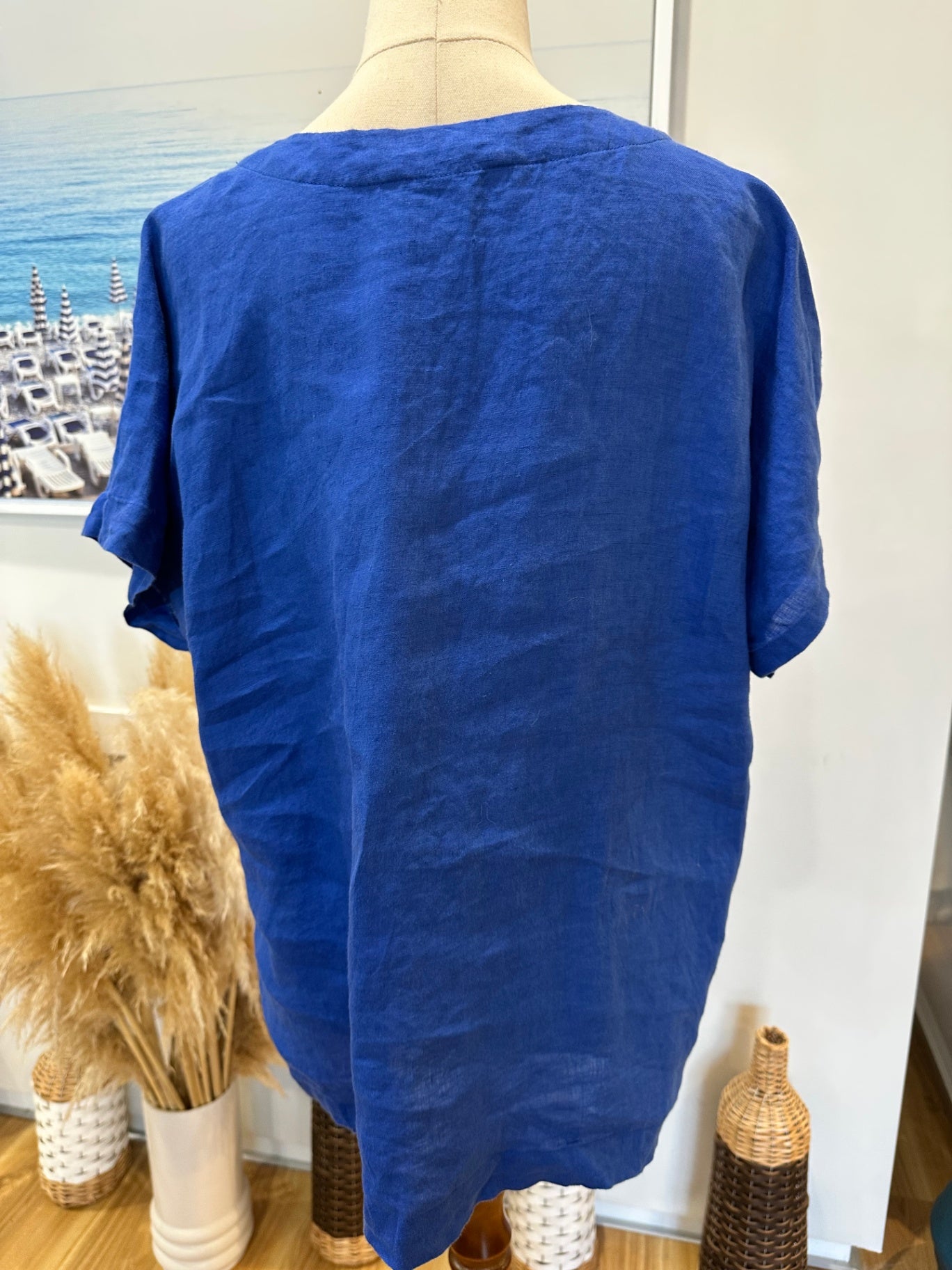 [SALE] Yarra Trail Blouse - Size 14 - Blue - 100% Linen