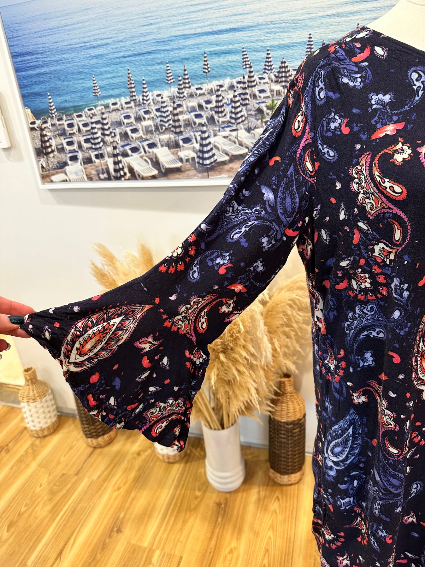 [SALE] Libertine Dress - Size 14 - Navy blue w Paisley Print [Fault]