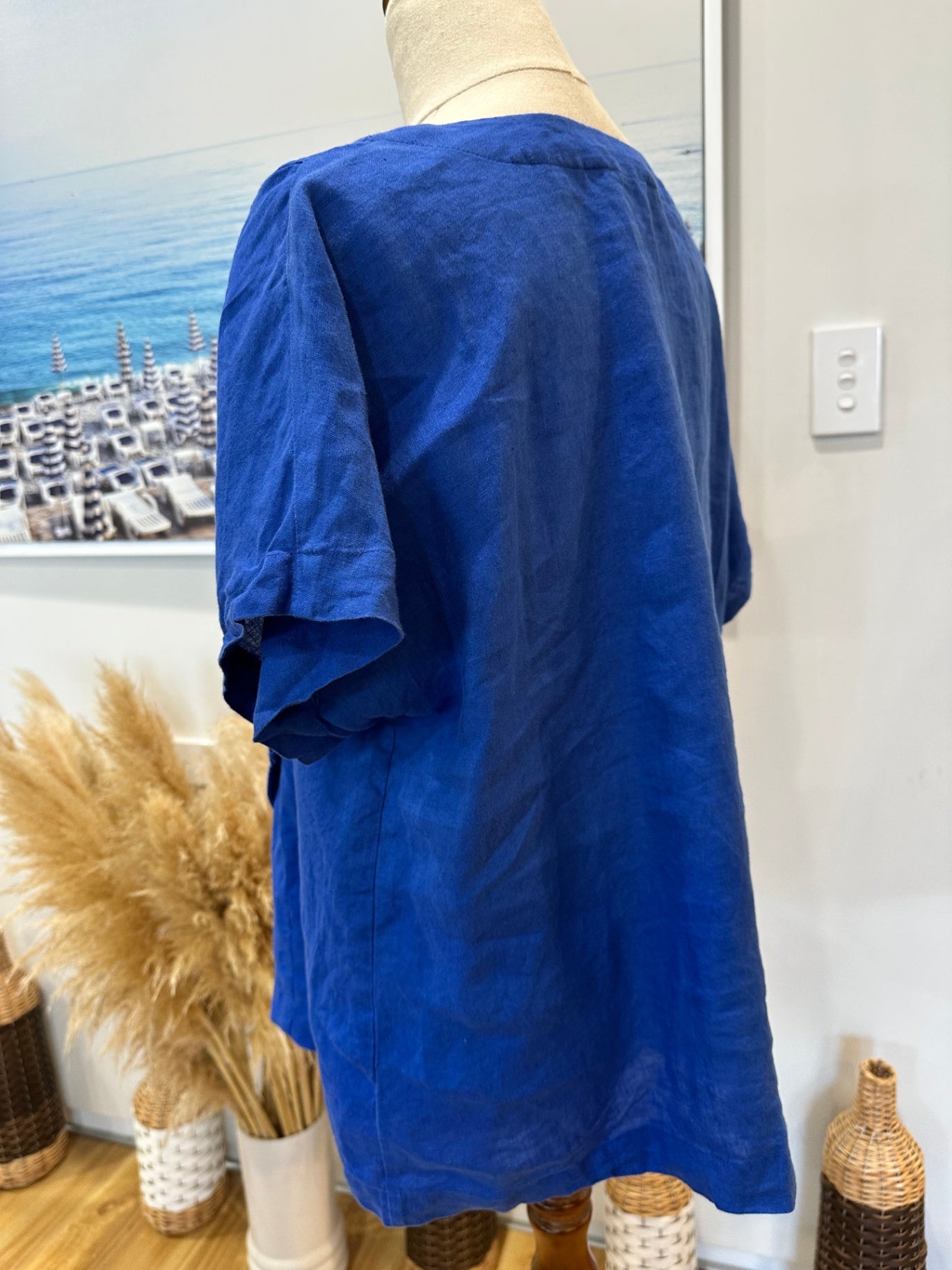 [SALE] Yarra Trail Blouse - Size 14 - Blue - 100% Linen