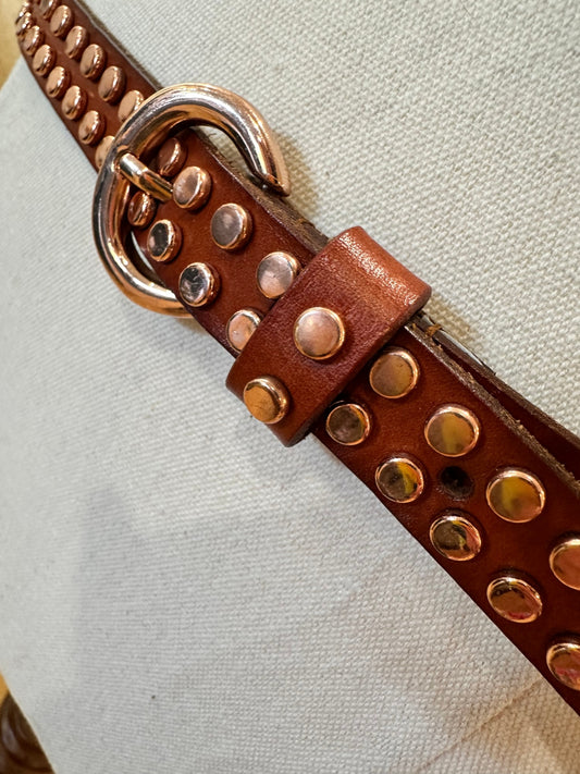 Espirit Belt - Small / Medium - Brown w Rose Tone Studs