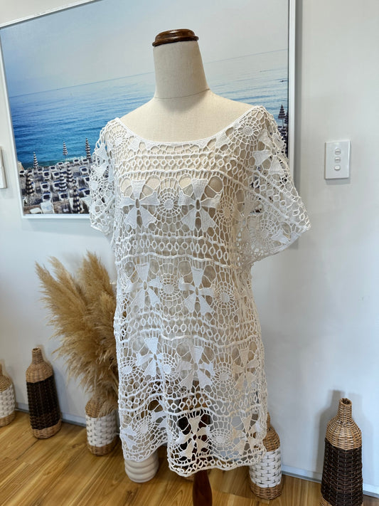 Vassalli - Crochet-Style Top - Size 14 - White