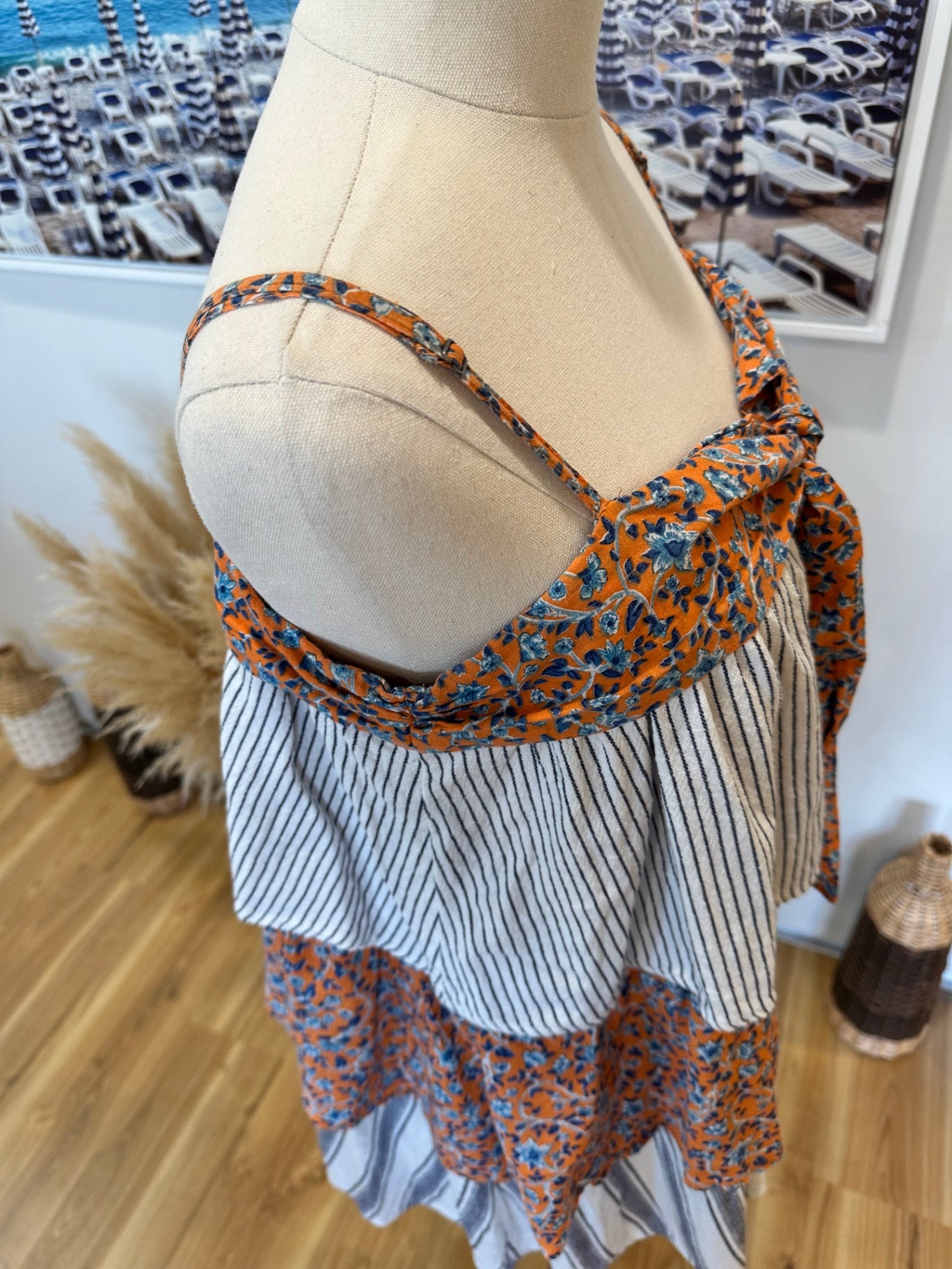 Tigerlily Dress - Size 10 - Orange, White + Blue