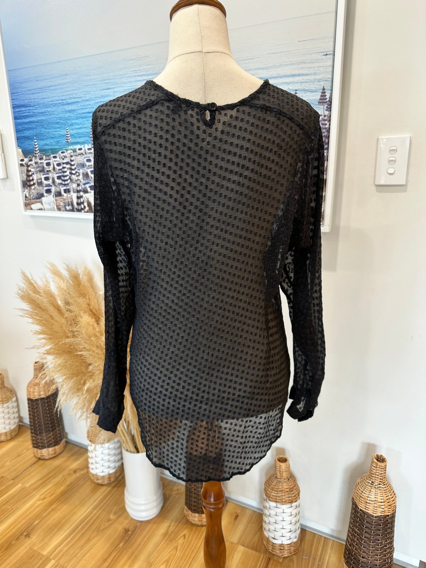 [SALE] Storm - Blouse - Size 14 - Blue / Black - 100% Silk