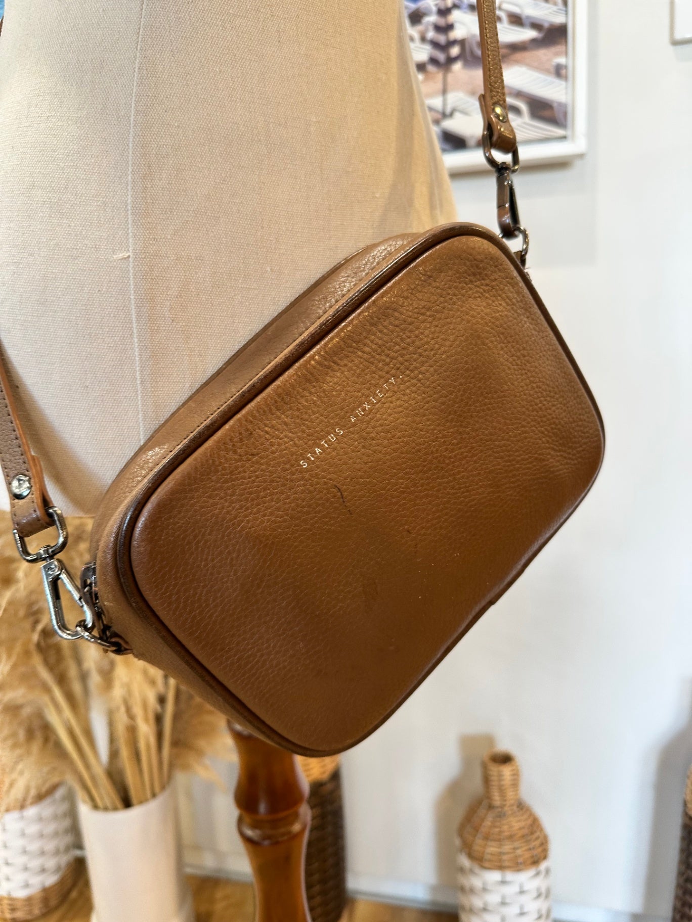 Status Anxiety - Cross Body Handbag - Tan Brown - Leather