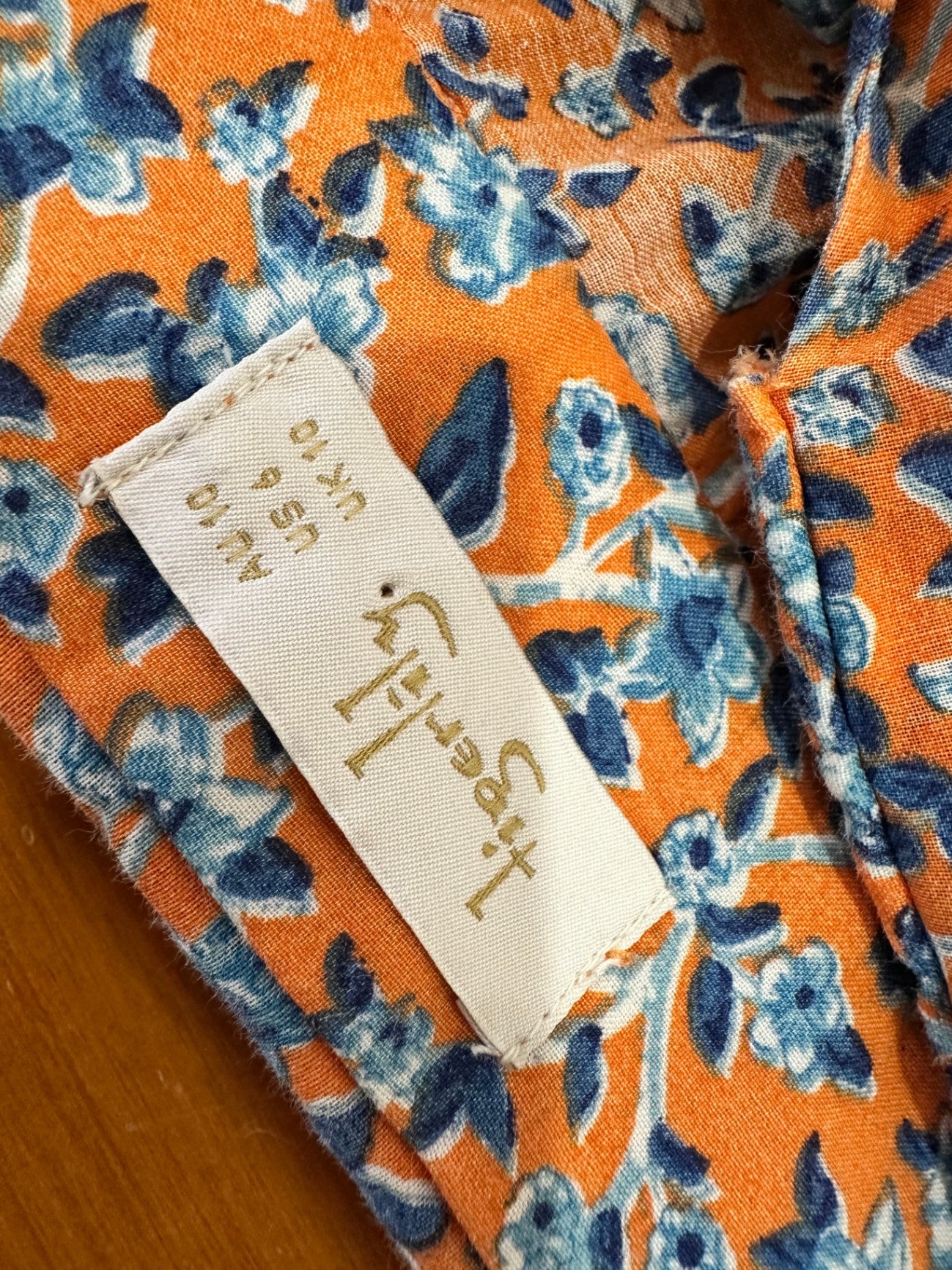 Tigerlily Dress - Size 10 - Orange, White + Blue