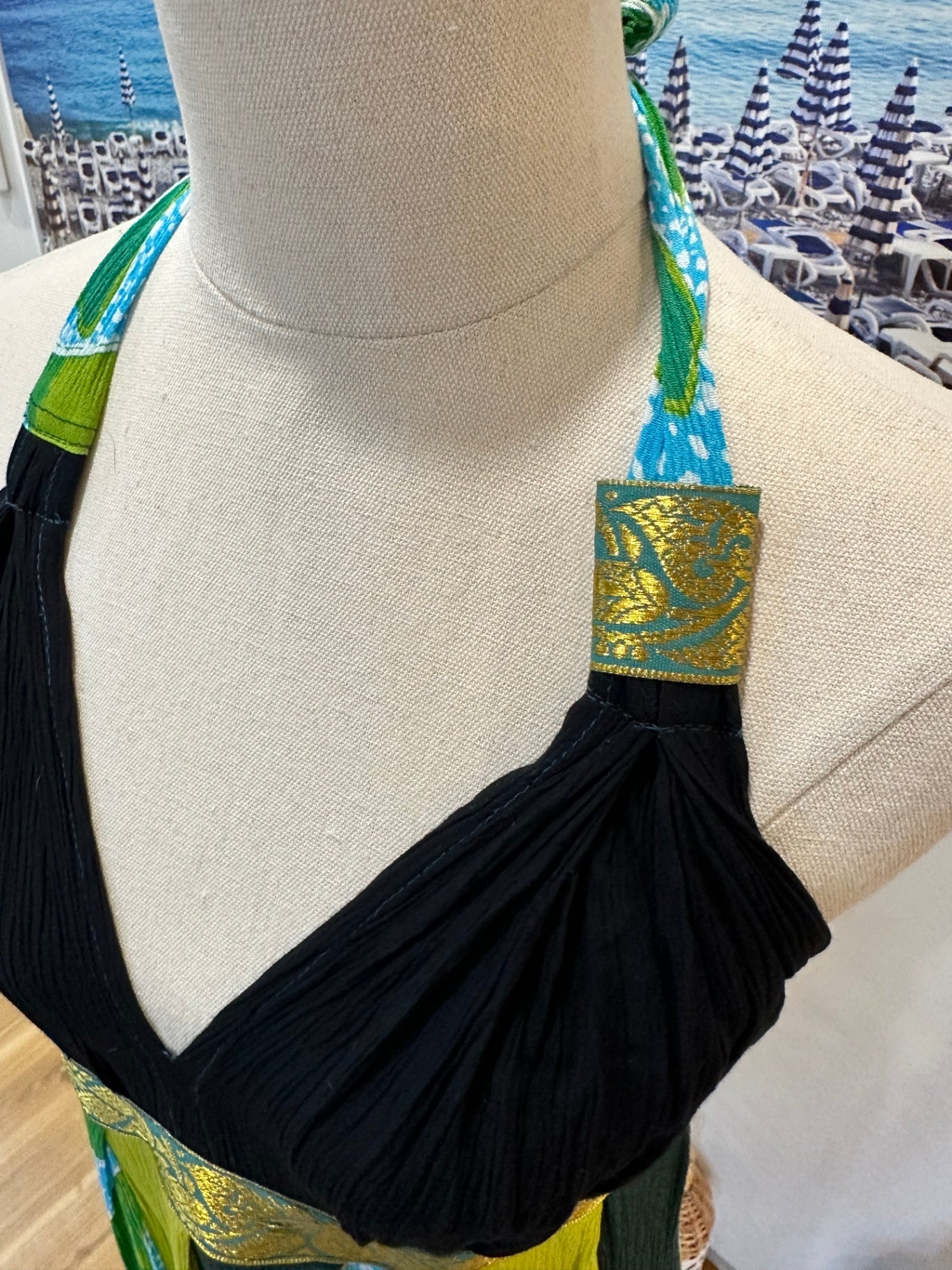 [SALE] Vintage Y2K Dress - Small / Medium - Black, Green + Blue