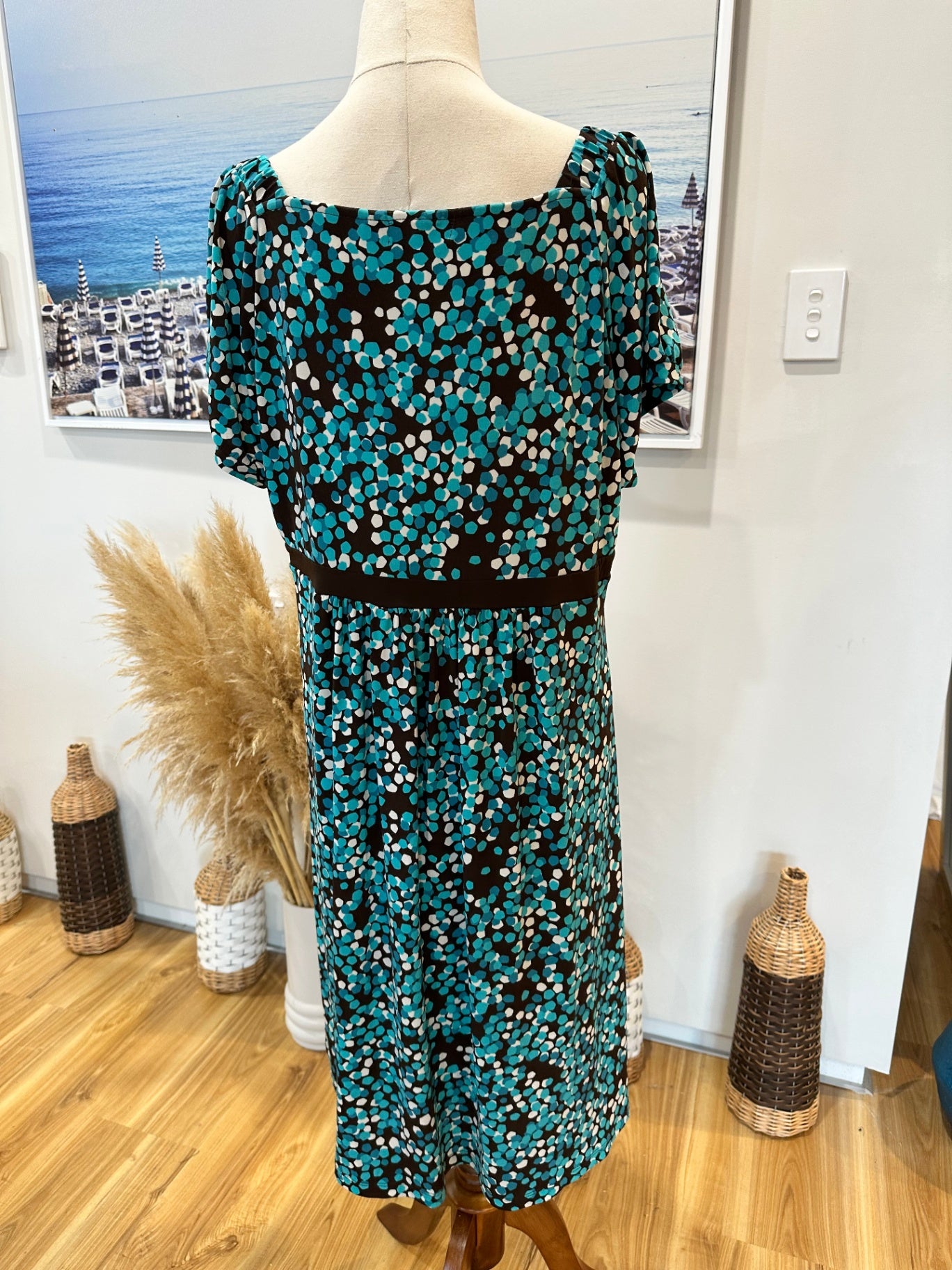 Vintage Y2K - Baby Doll Style Dress - Extra Large - Aqua + Choc