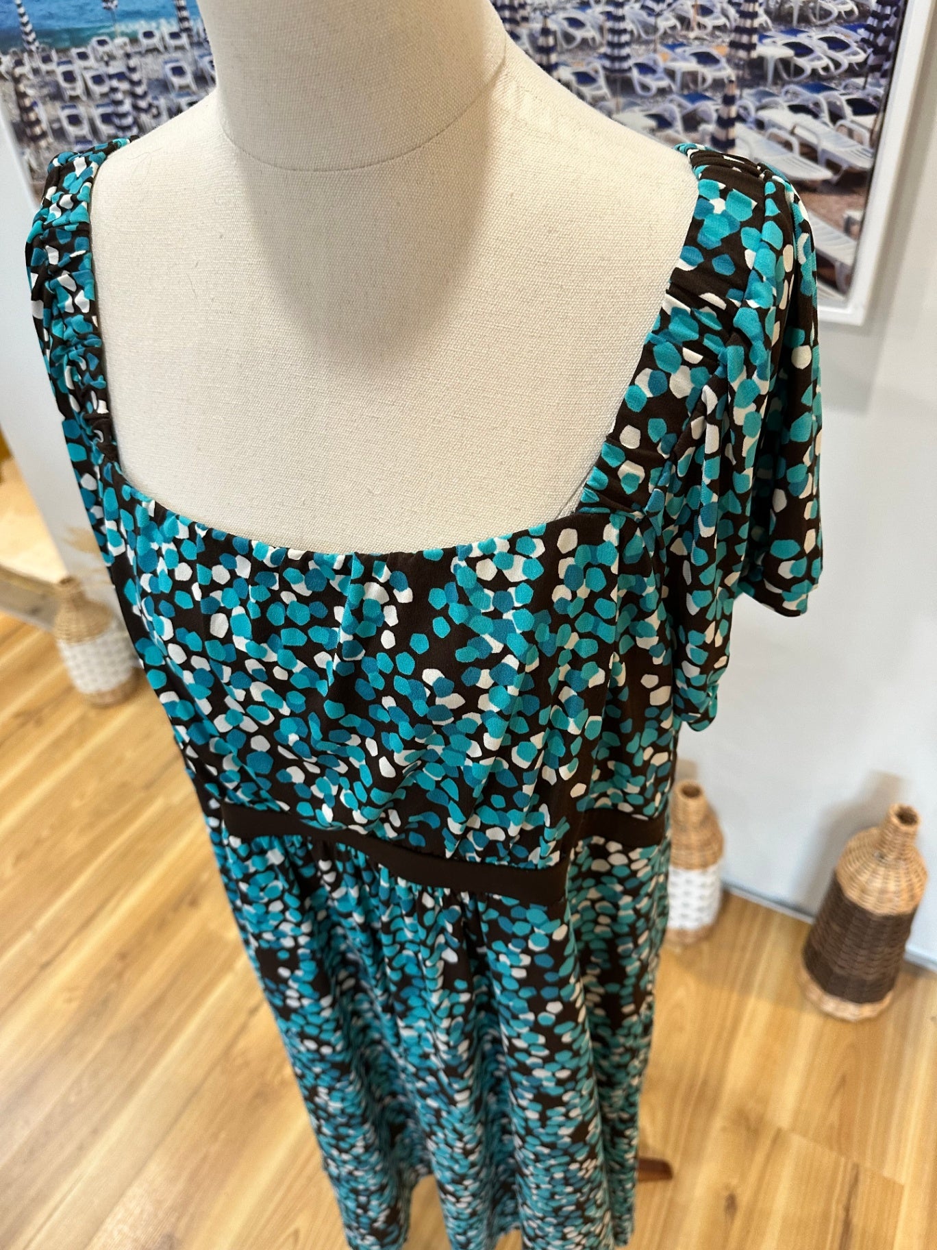 Vintage Y2K - Baby Doll Style Dress - Extra Large - Aqua + Choc