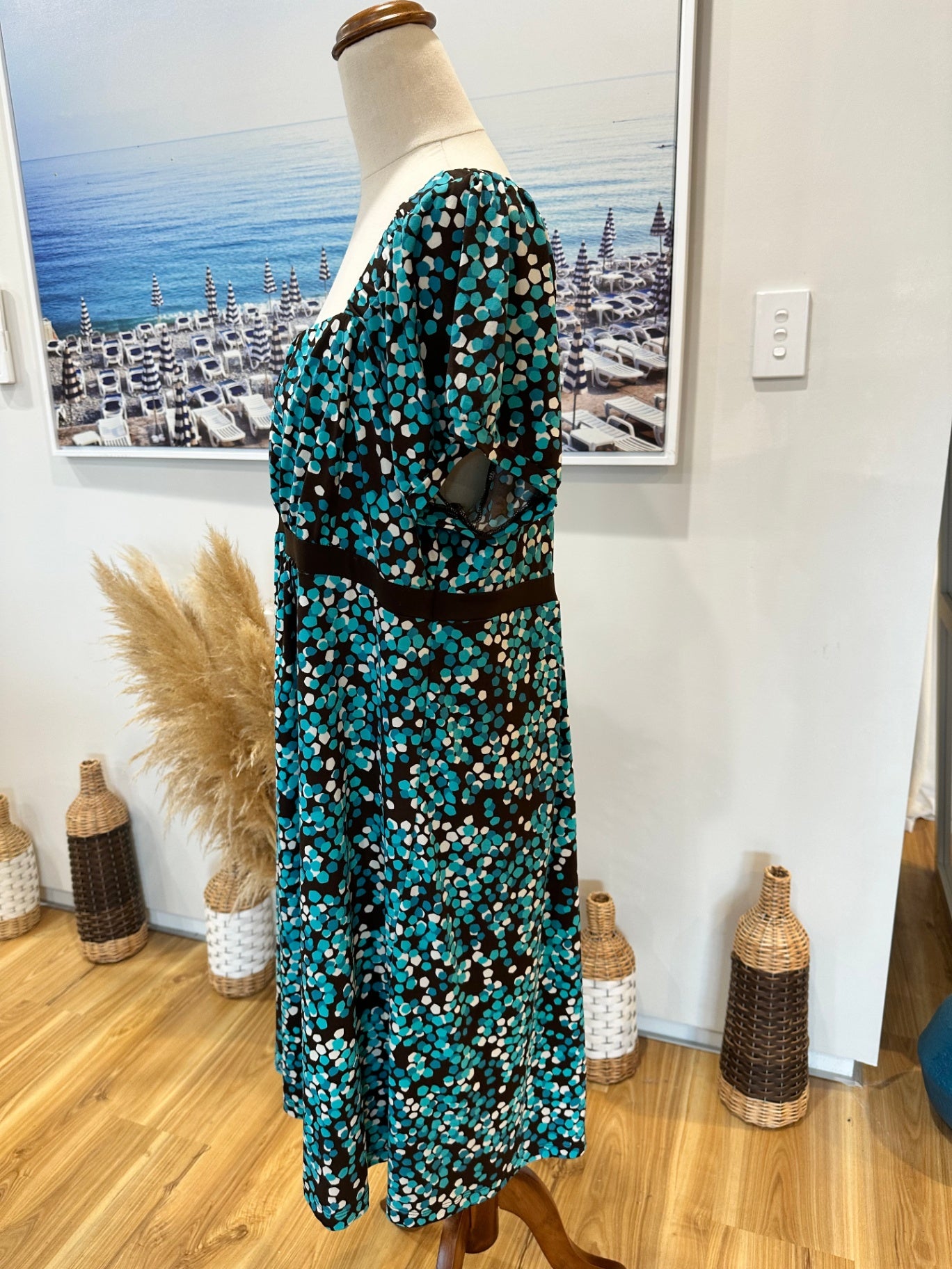 Vintage Y2K - Baby Doll Style Dress - Extra Large - Aqua + Choc