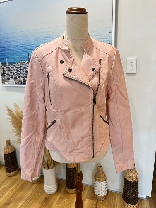 Dotti - Faux Leather - Pink Biker Jacket - Size 10