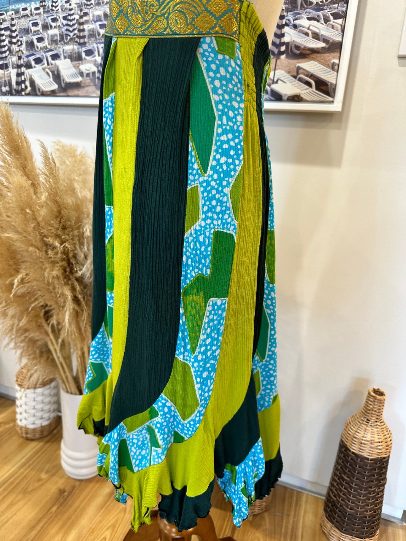 [SALE] Vintage Y2K Dress - Small / Medium - Black, Green + Blue