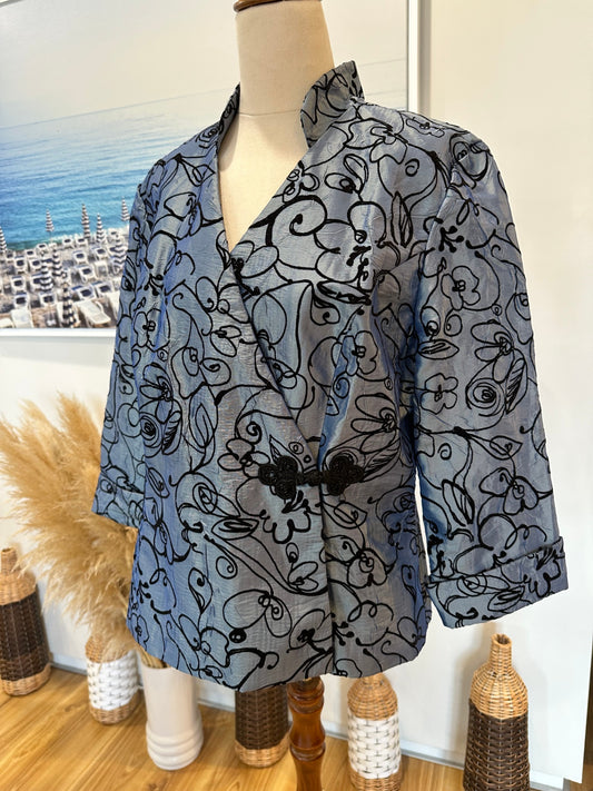 Liz Jordan - Evening Jacket - Size Large - Blue and black
