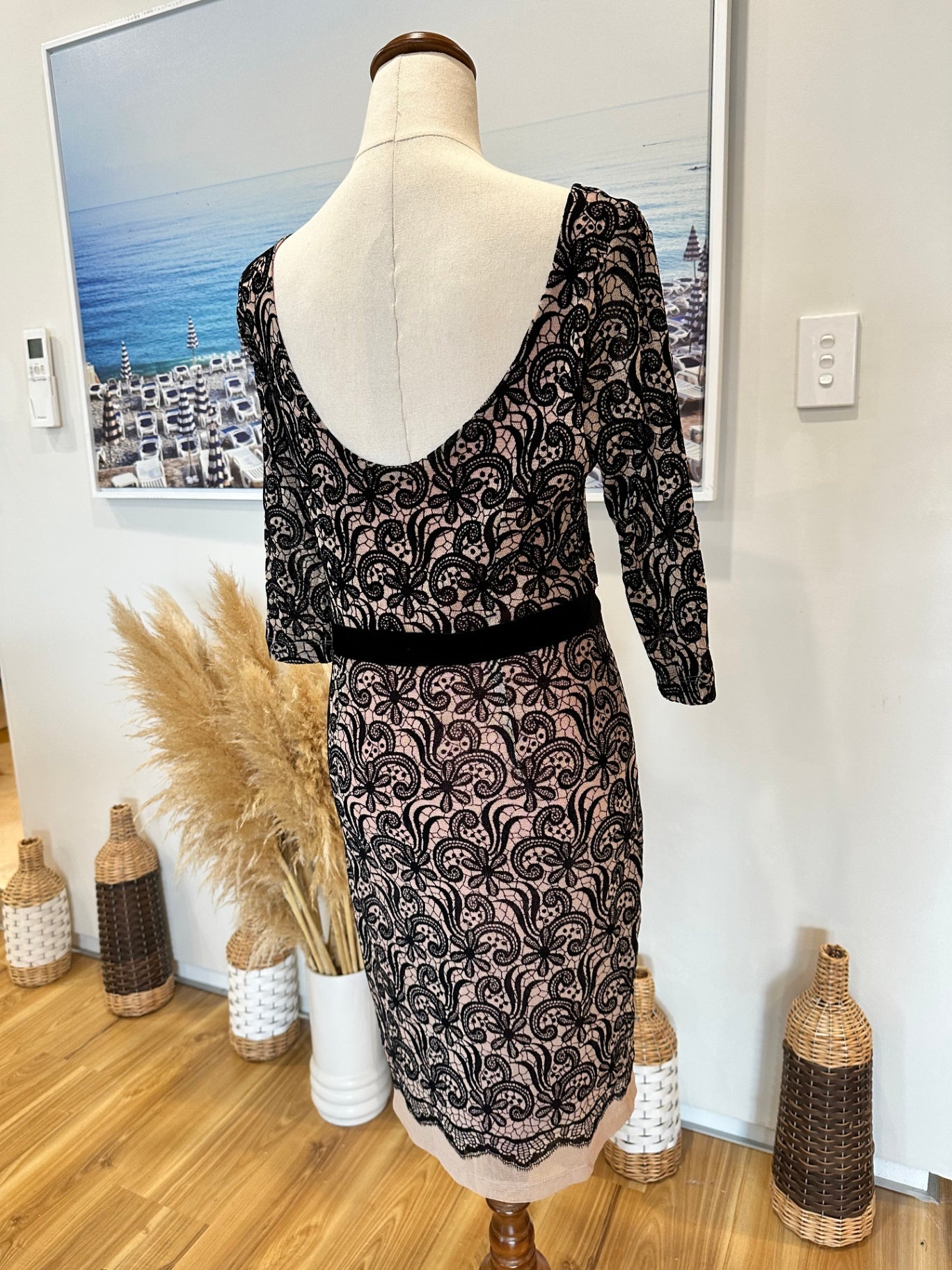 [SALE] Next - Dress - Size 8 - Rose with Black Lace