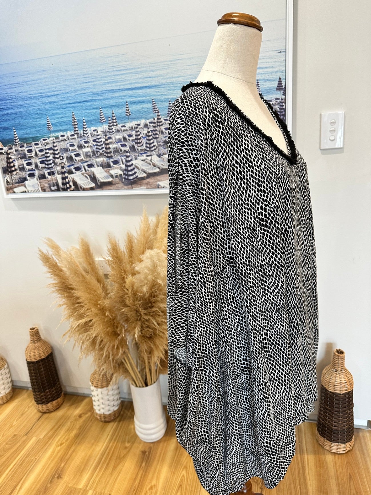 Humidity - Kaftan - One Size - Black and white
