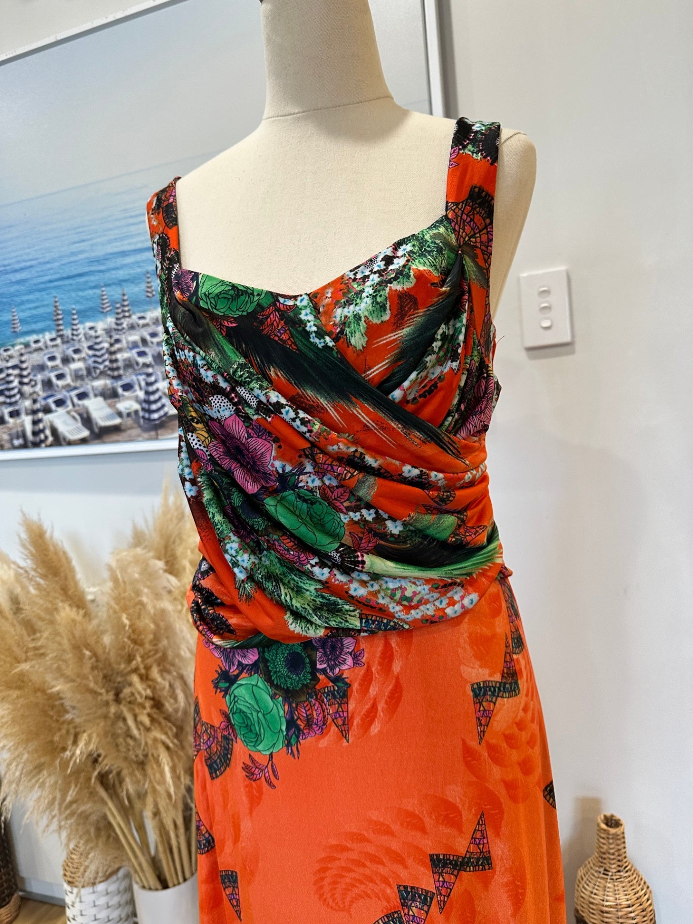 [SALE] Maxi Dress - Medium - Orange, Black, Green, Purple