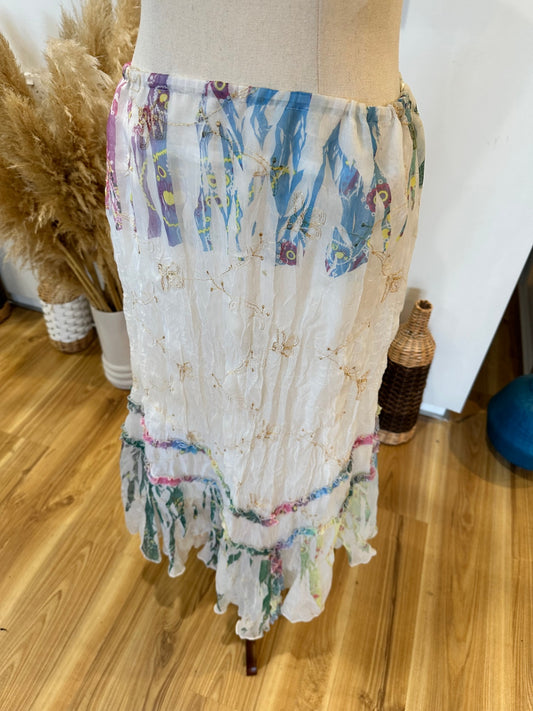 Fairy Inspired Skirt - Size 12 - White w Pastel Tones