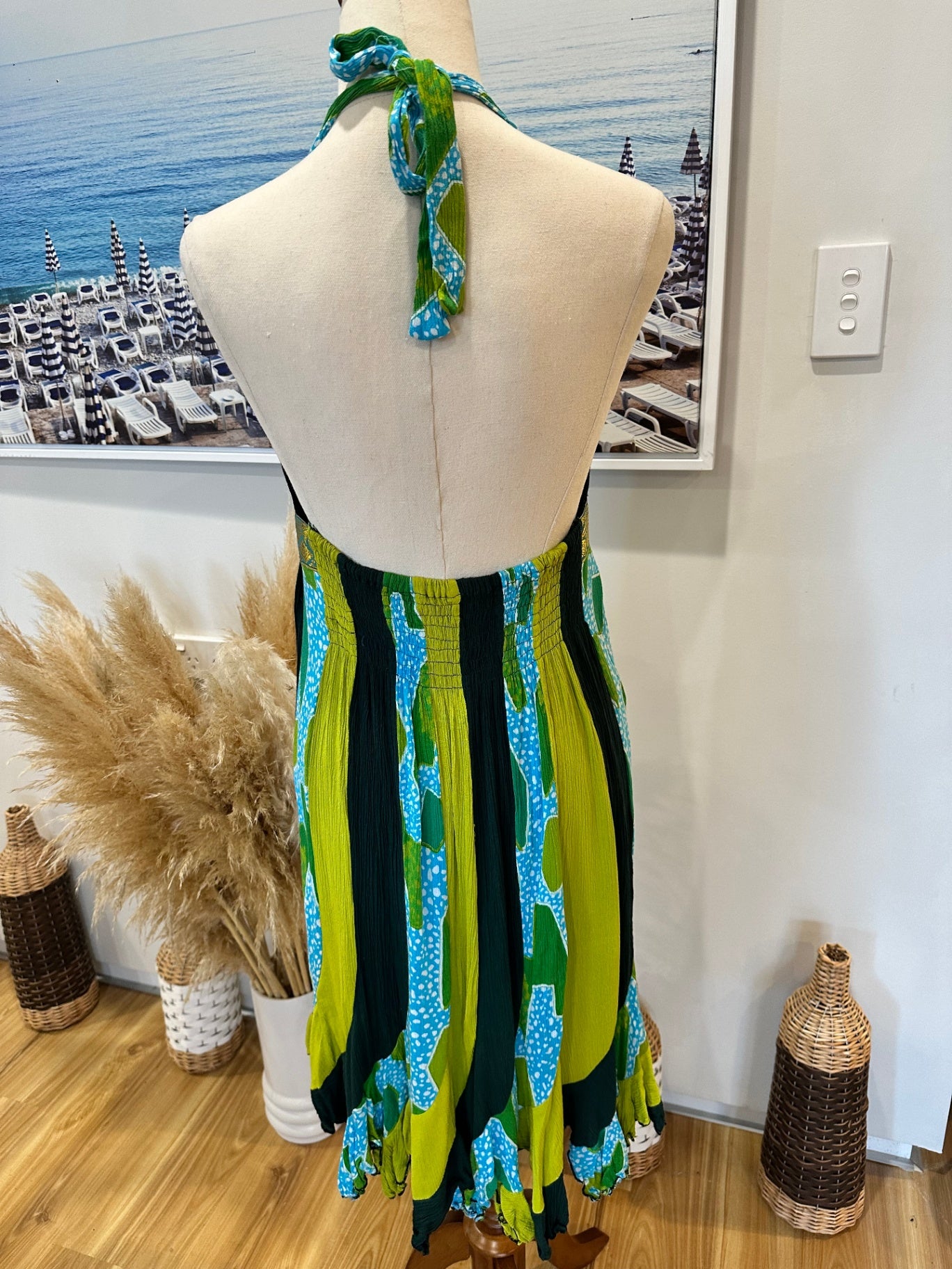 [SALE] Vintage Y2K Dress - Small / Medium - Black, Green + Blue