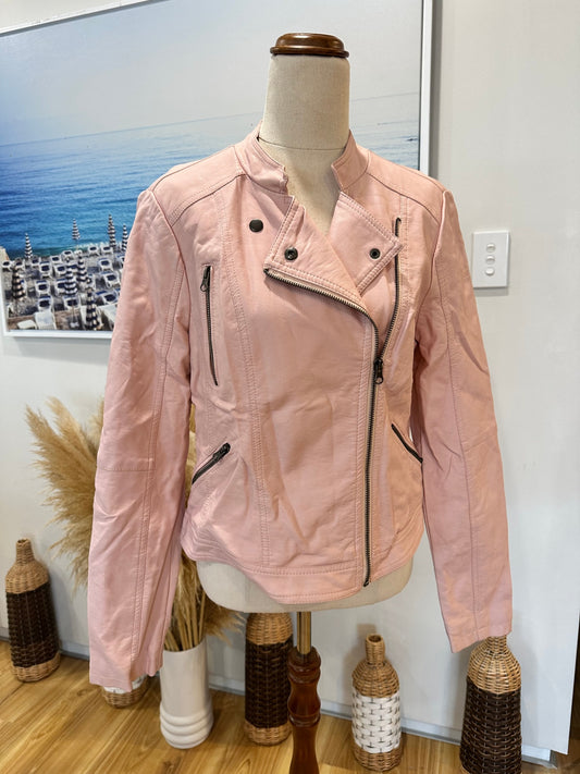 Dotti - Faux Leather - Pink Biker Jacket - Size 10