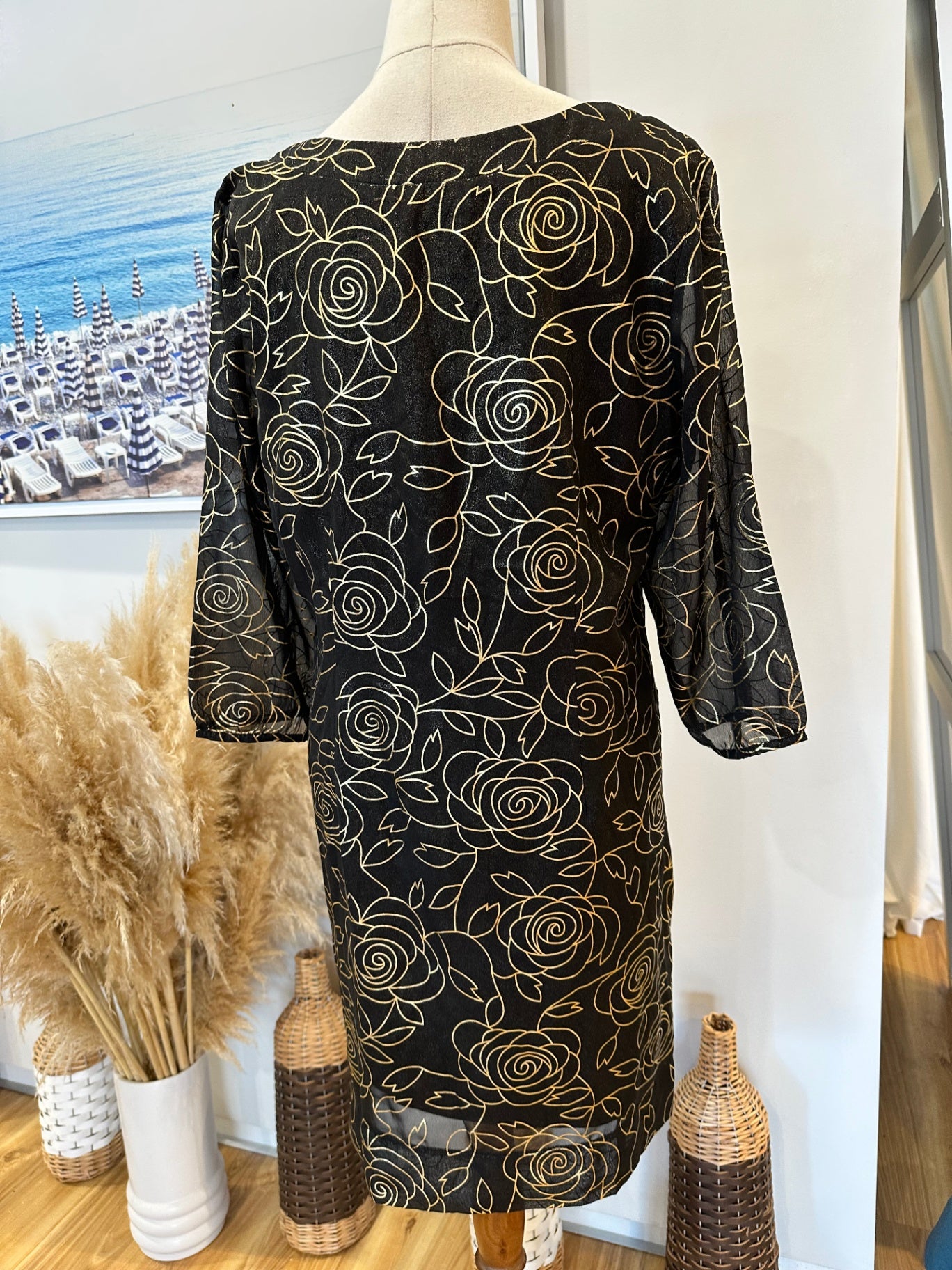 [SALE] Pagani Dress - Size 12 - Black w Gold - NEW