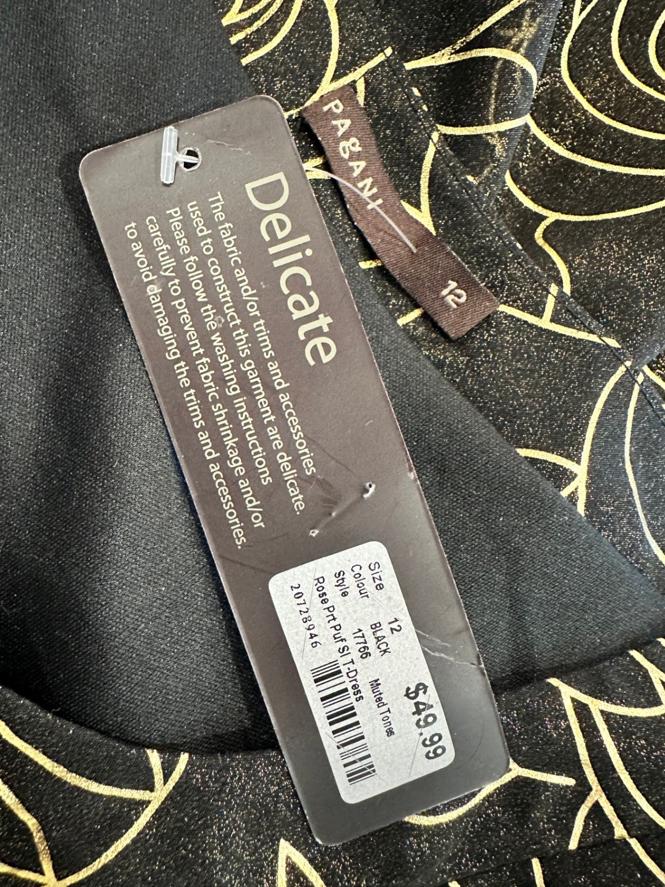 [SALE] Pagani Dress - Size 12 - Black w Gold - NEW
