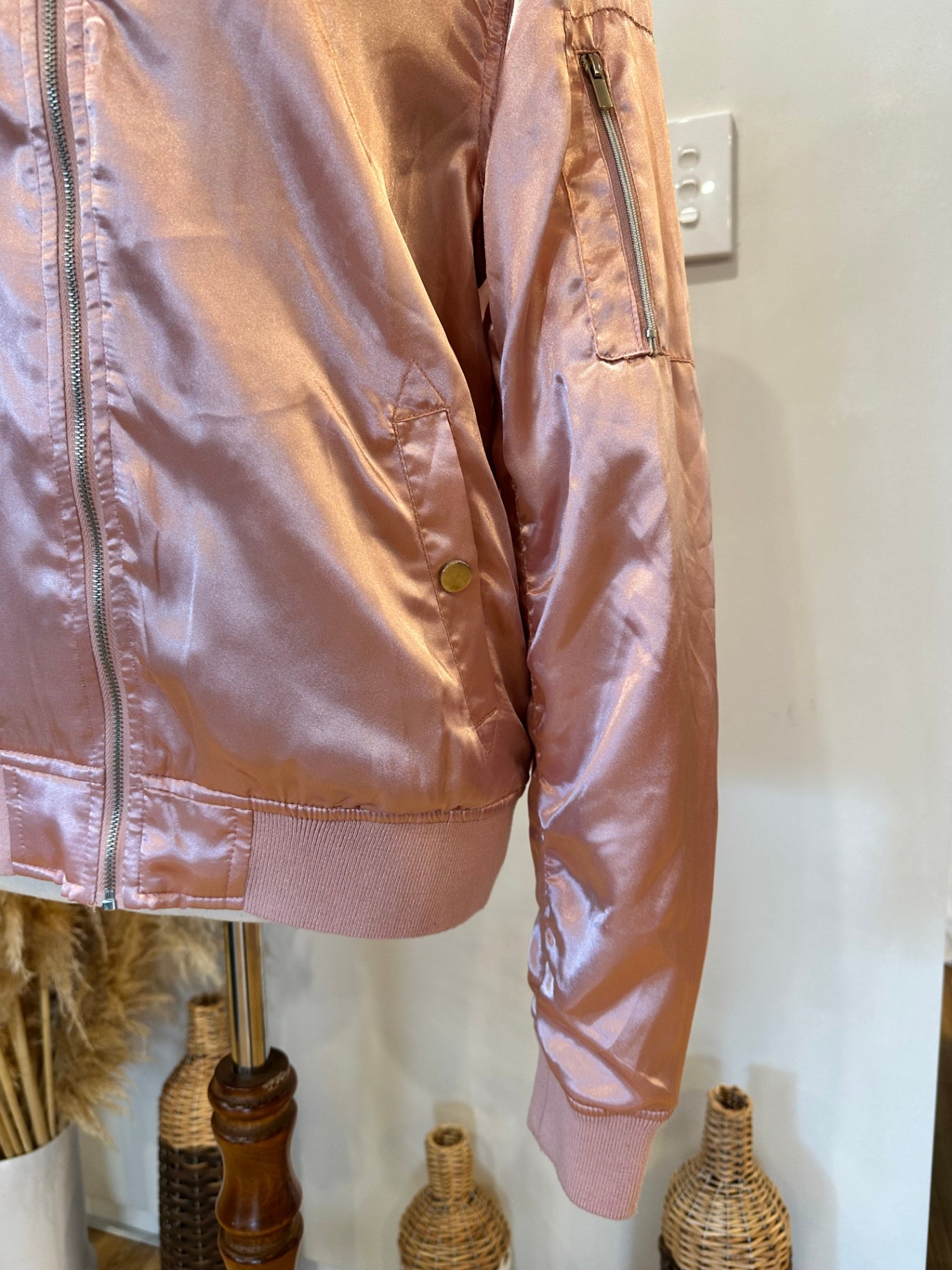 Jay Jays - Bomber Jacket - Satin Texture - Size 12 - Pale Pink
