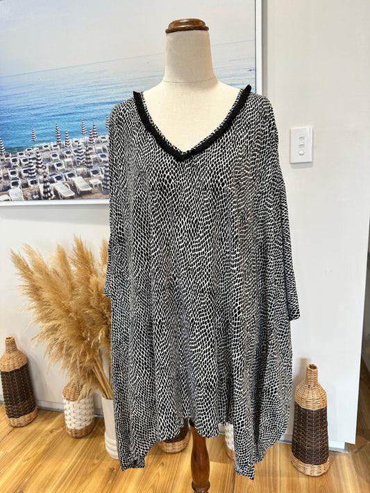Humidity - Kaftan - One Size - Black and white