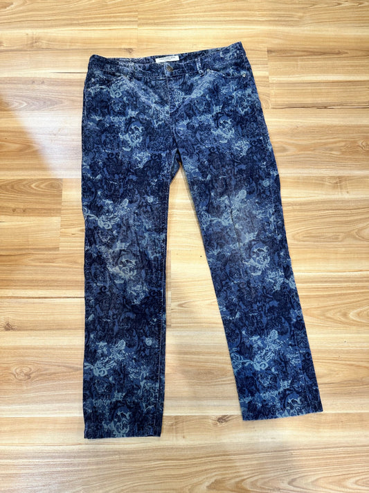 [SALE] Sportscraft - Pants - Size 12 - Dark blue with a floral pattern - Cord like texture