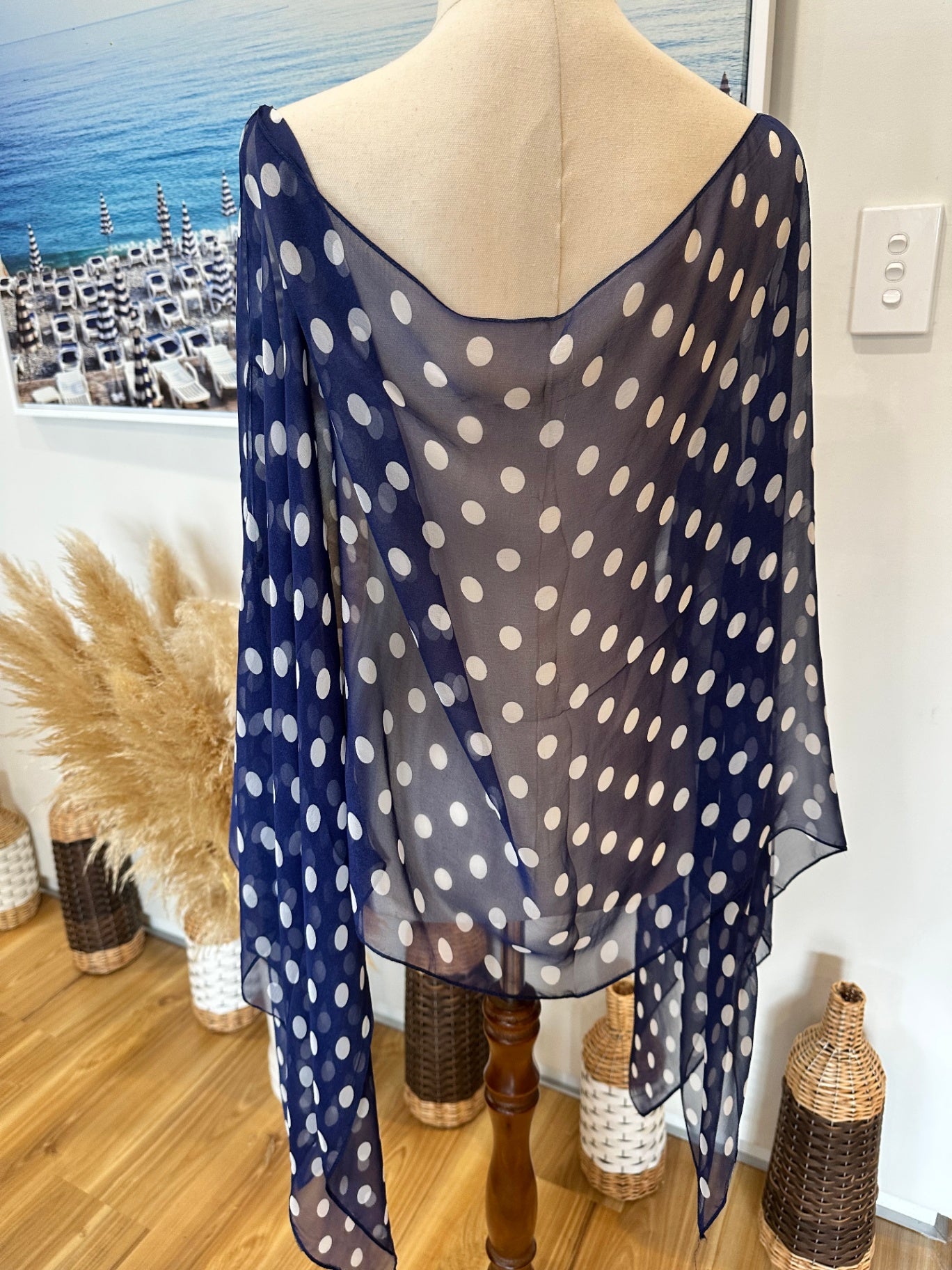 Navy blue w White Stripes - Kaftan / Blouse