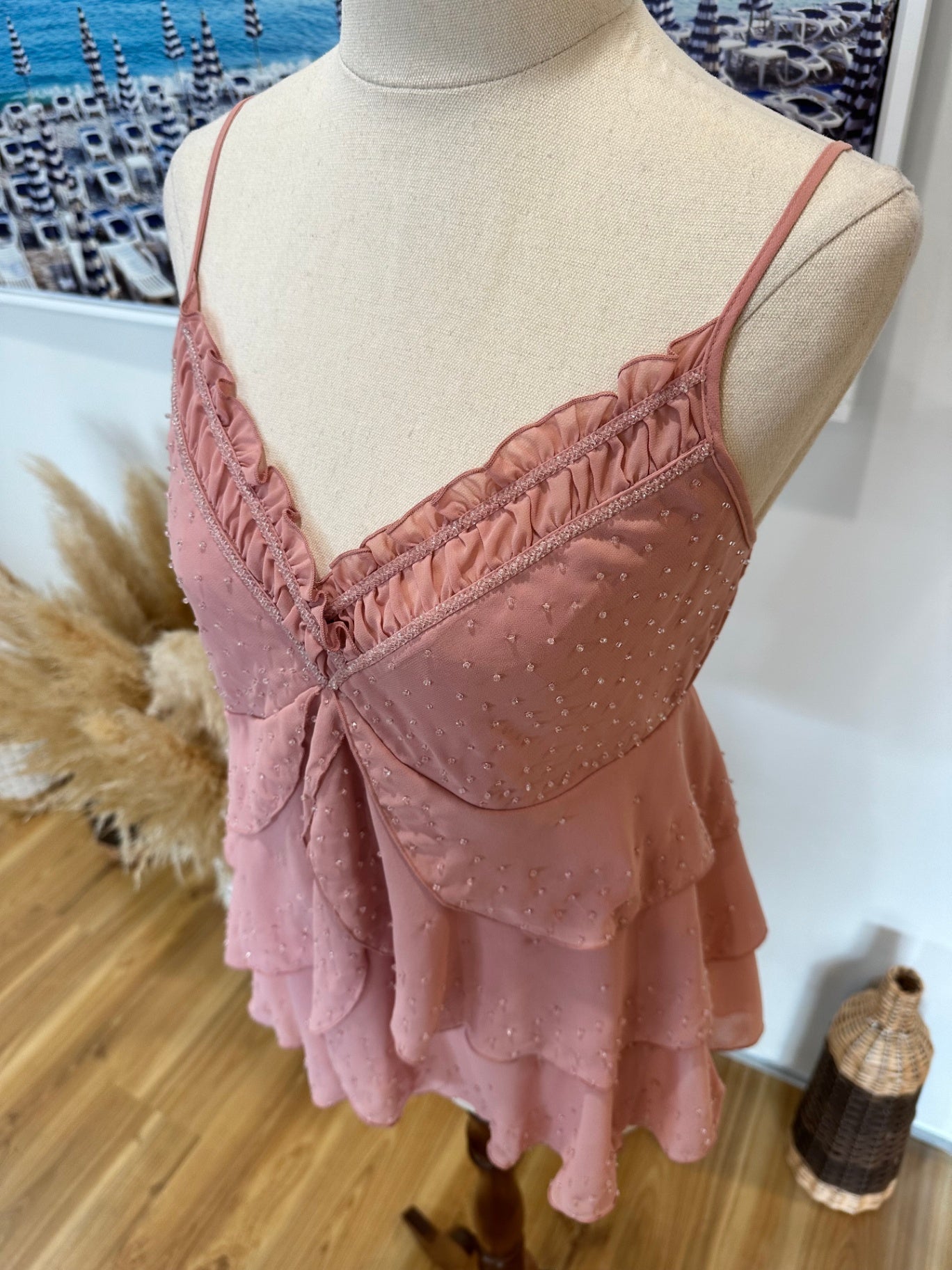 [SALE] Vintage Y2K - Just Jean's Camisole - Pink w Beading details
