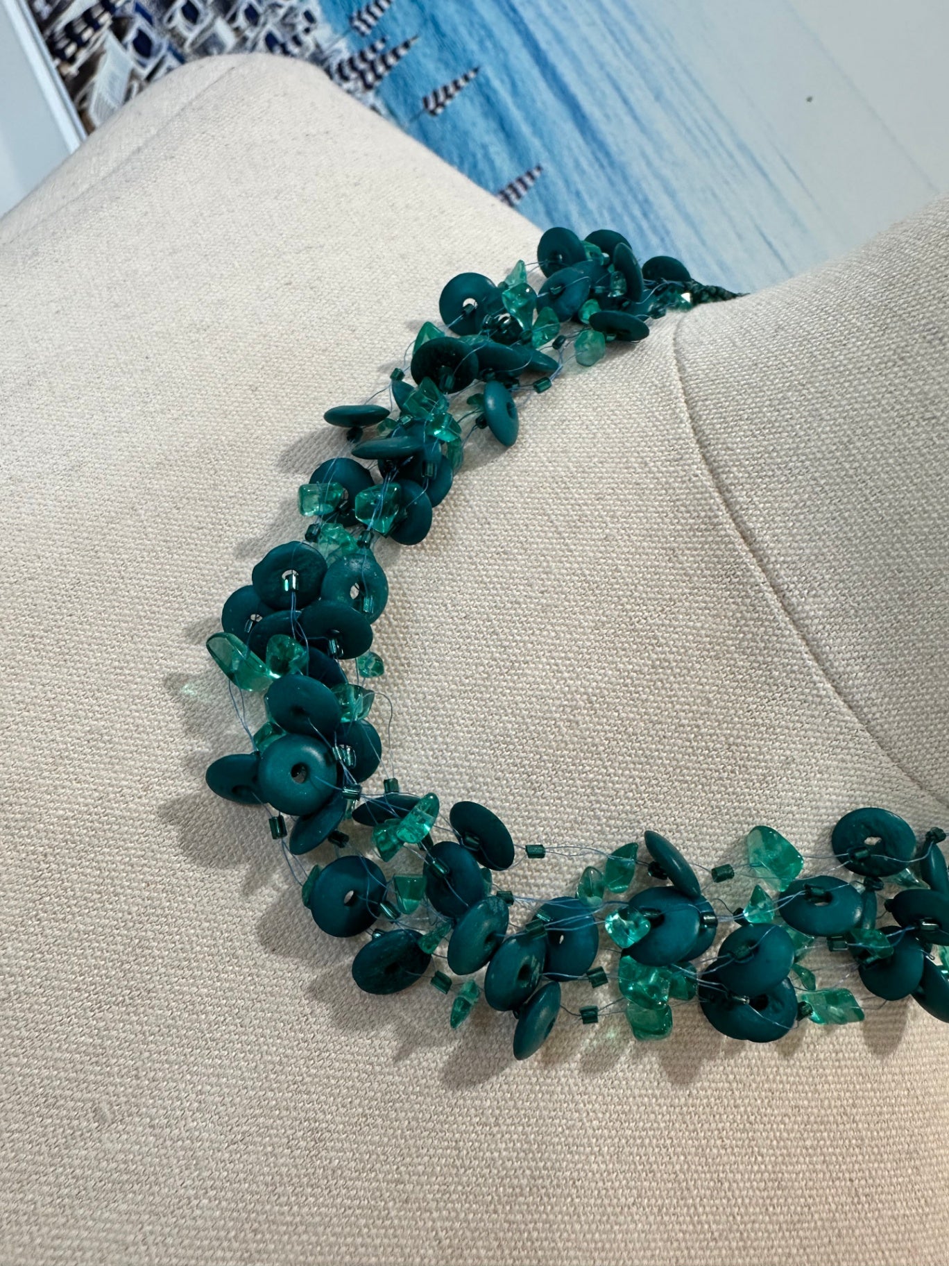 [SALE] Necklace - Beaded Teal and dark blue