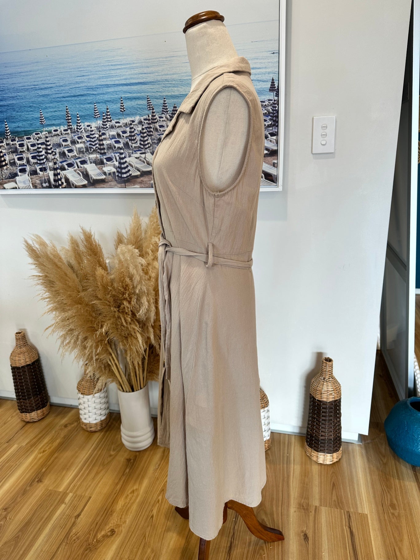 [SALE] Safari Dress - Size 12 - Beige - 100% Cotton