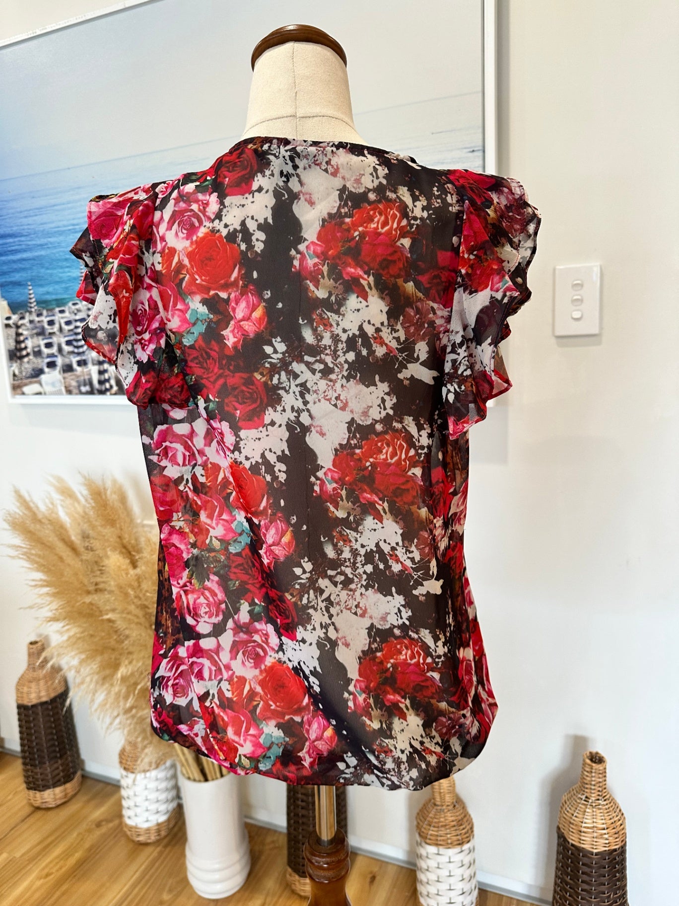 [SALE] Max Blouse - Size 10 - Red, black, white, pink & green