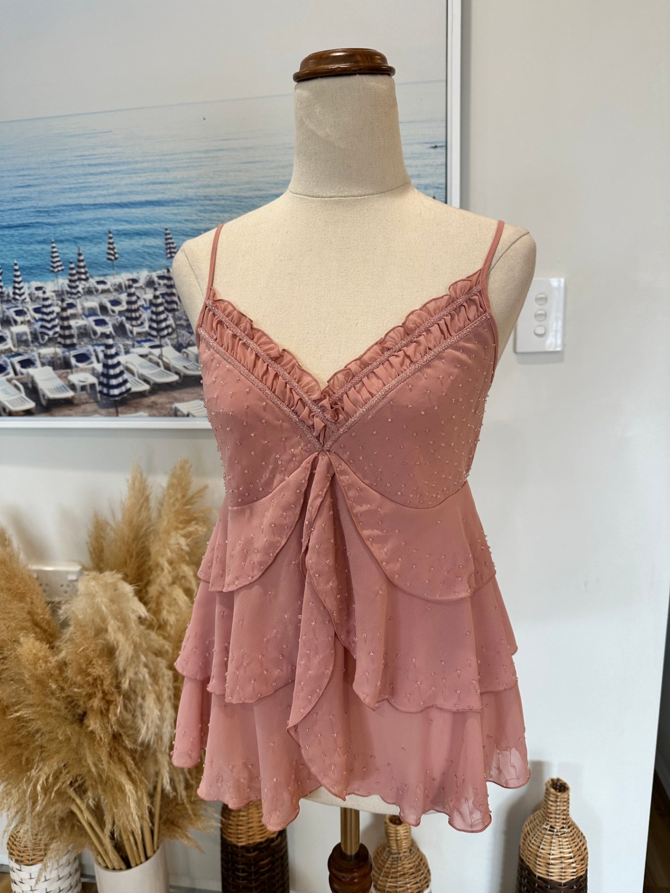 [SALE] Vintage Y2K - Just Jean's Camisole - Pink w Beading details