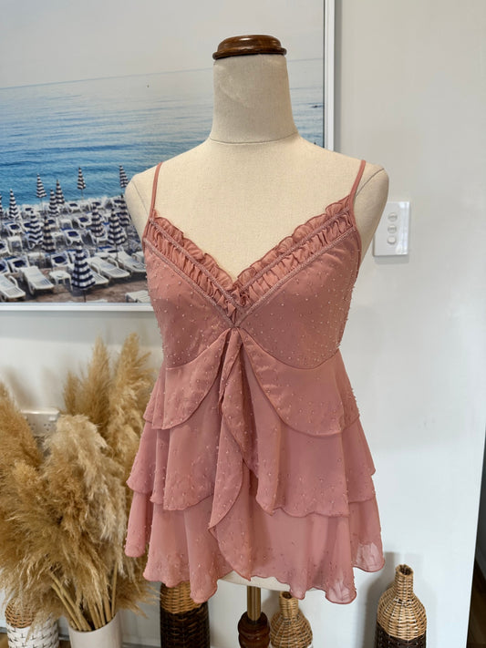 [SALE] Vintage Y2K - Just Jean's Camisole - Pink w Beading details