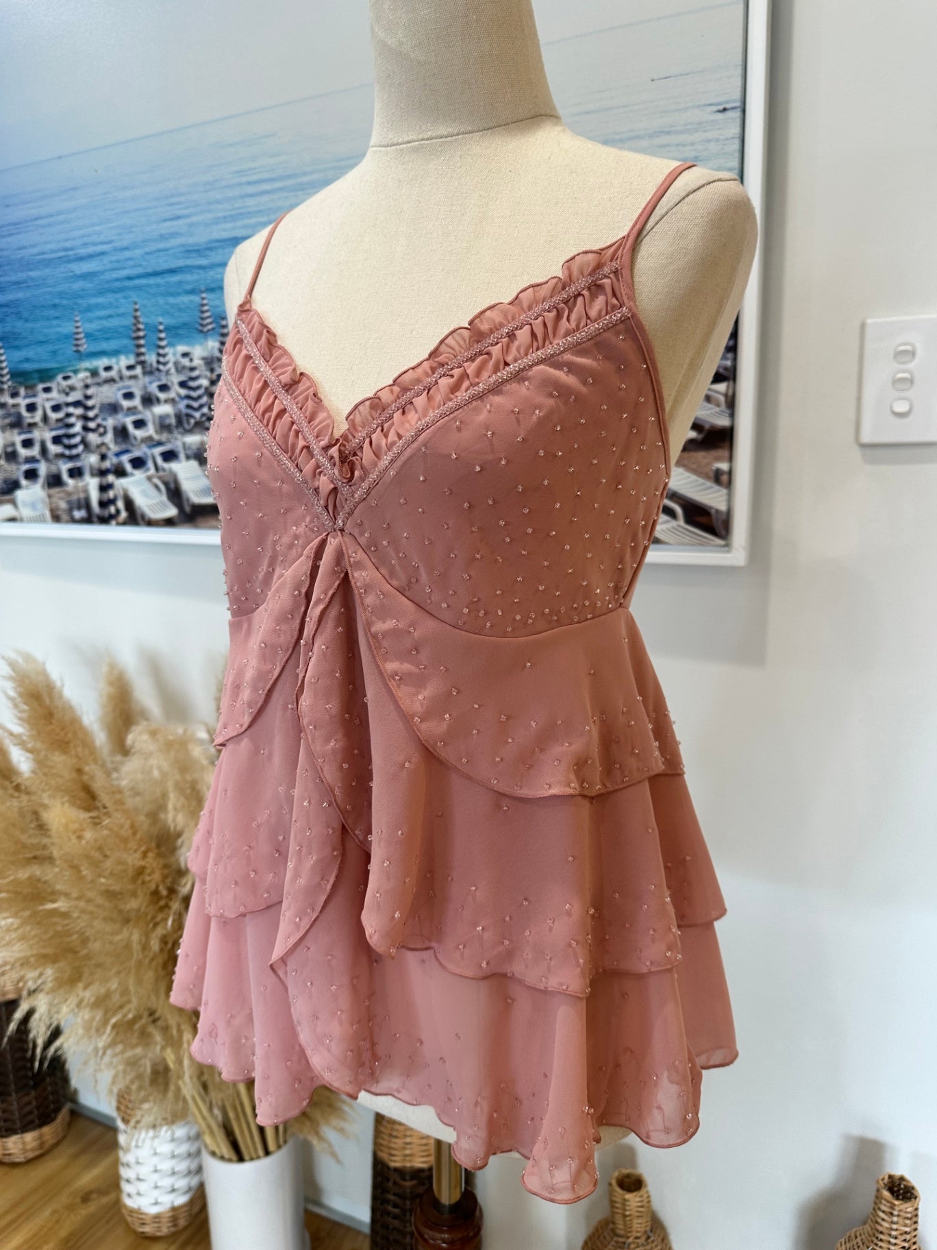 [SALE] Vintage Y2K - Just Jean's Camisole - Pink w Beading details