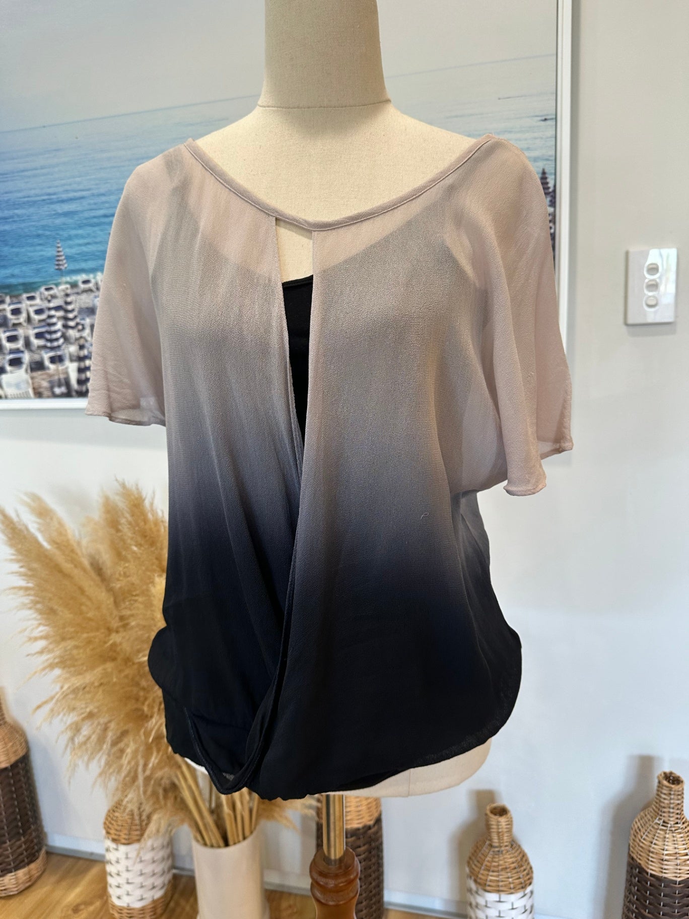 [SALE] Max Blouse - Size 10 - Grey to Black Ombre