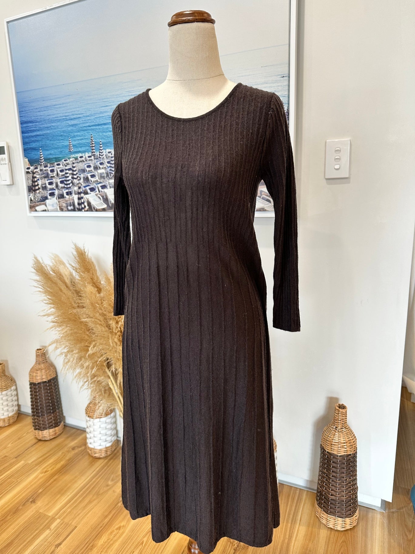 [SALE] Grace Hill - Size 8 - Dress - Choc Brown, woven texture