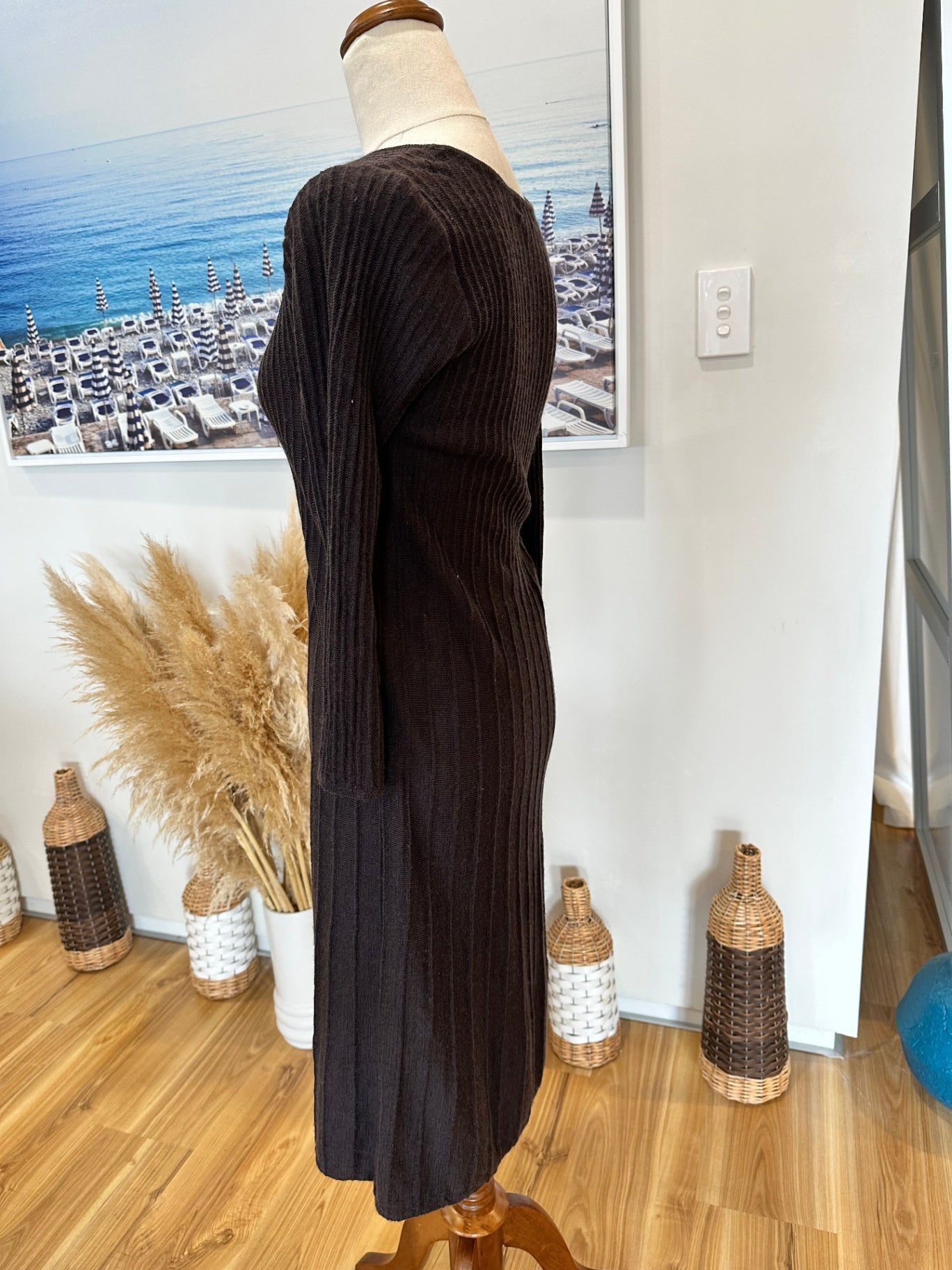 [SALE] Grace Hill - Size 8 - Dress - Choc Brown, woven texture