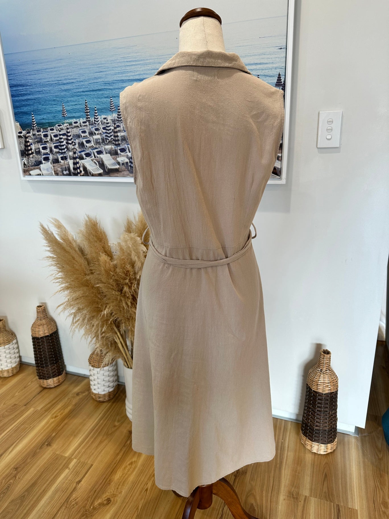 [SALE] Safari Dress - Size 12 - Beige - 100% Cotton