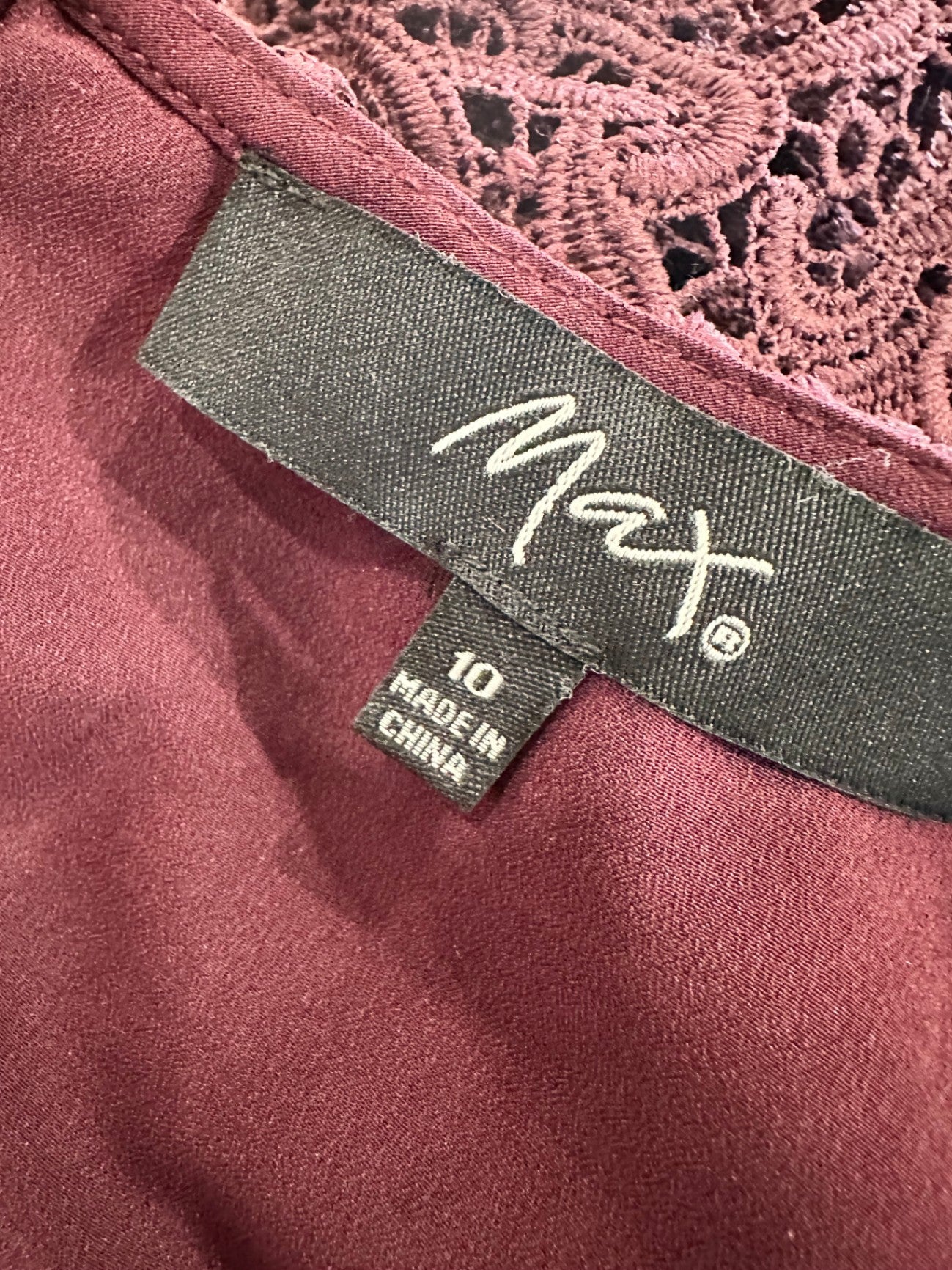[SALE] Max - Lace Dress - Size 10 - Burgundy
