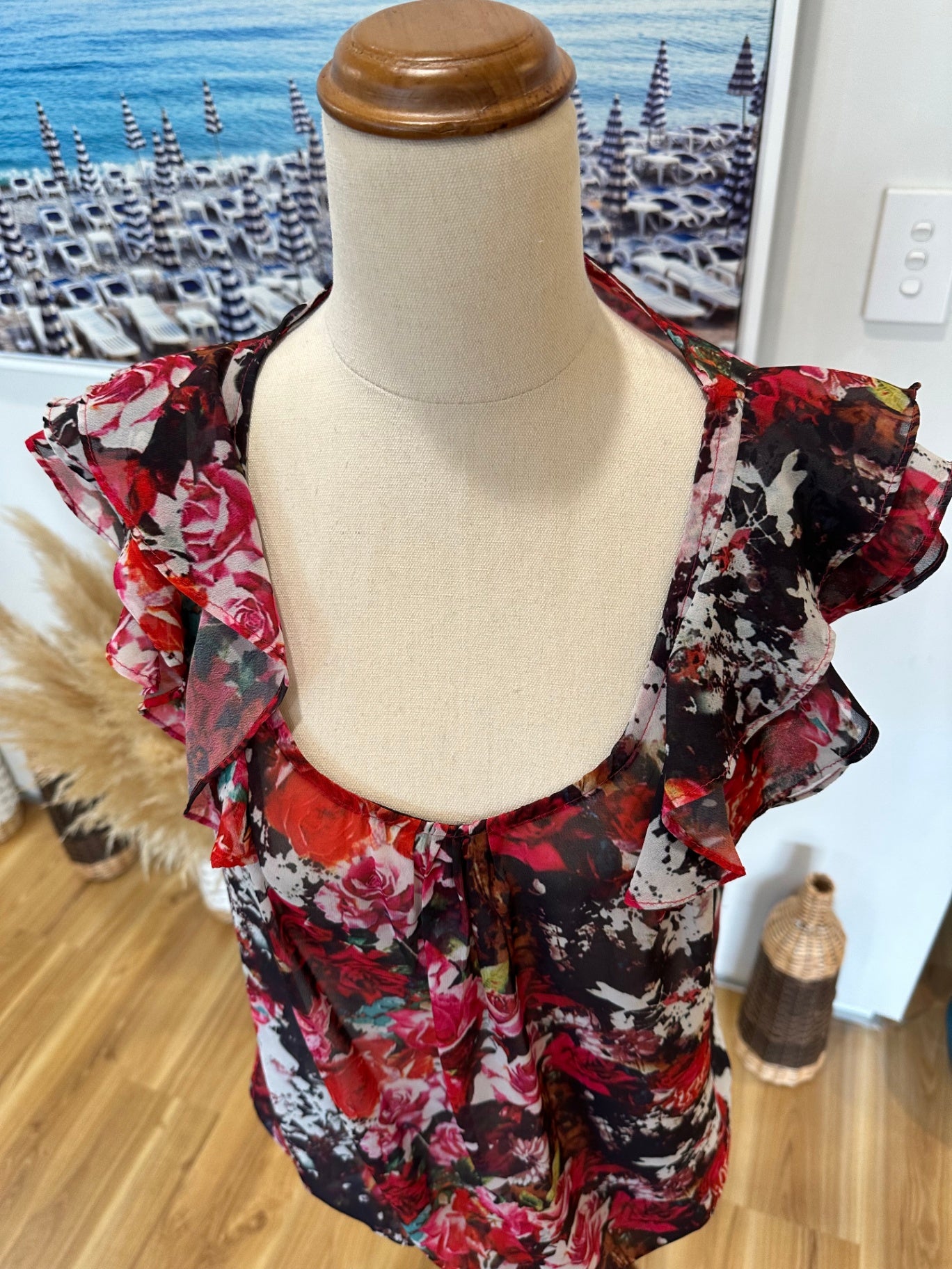 [SALE] Max Blouse - Size 10 - Red, black, white, pink & green