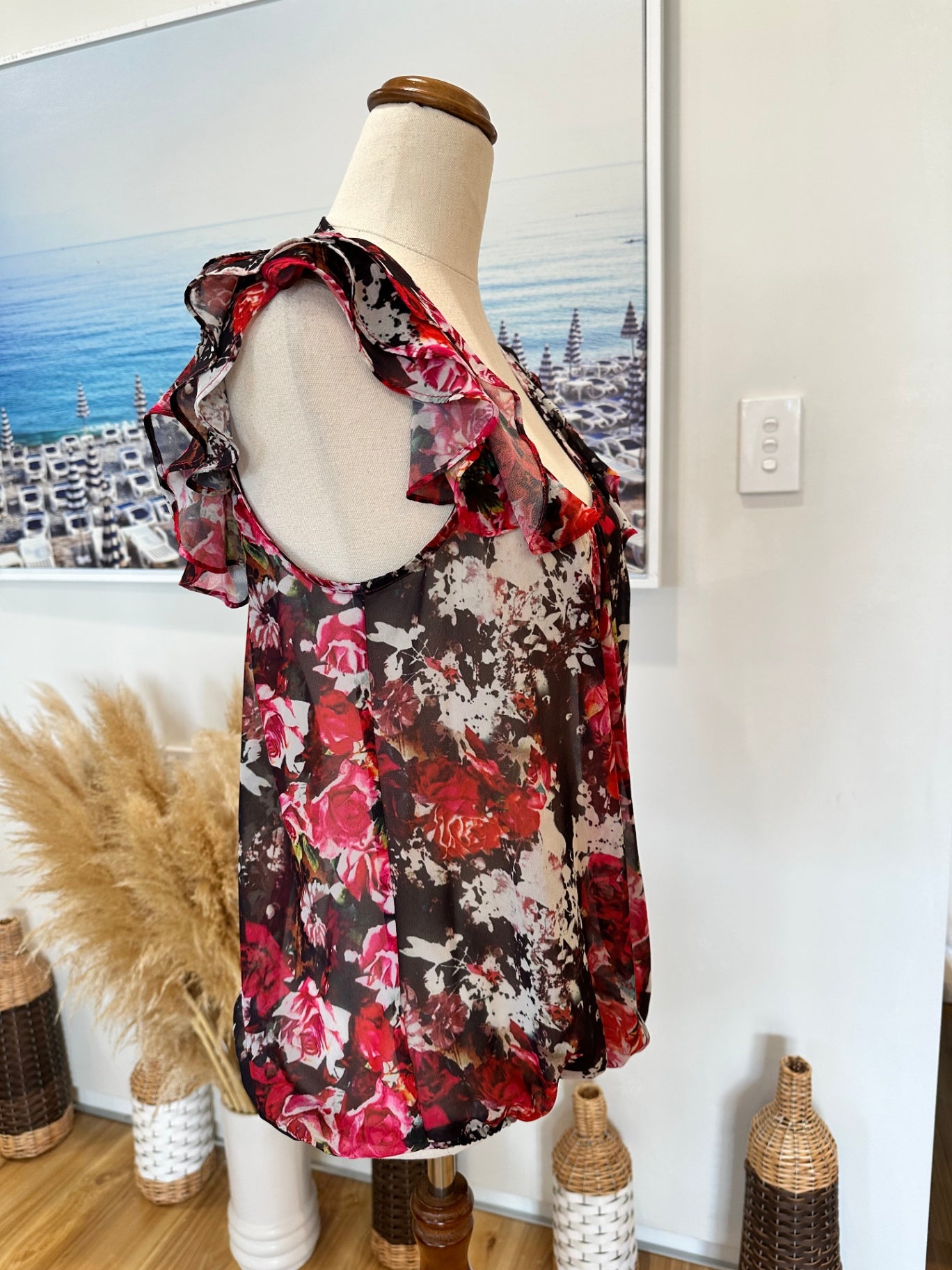 [SALE] Max Blouse - Size 10 - Red, black, white, pink & green