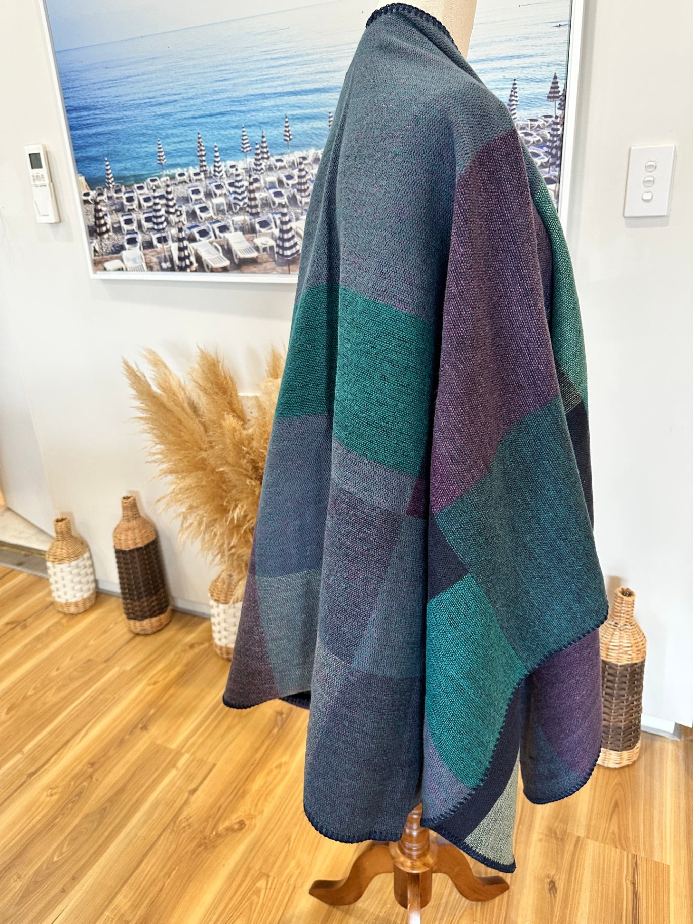 Shawl Cardigan - One Size - Ocean tones (w Purple) - NEW (without tags)