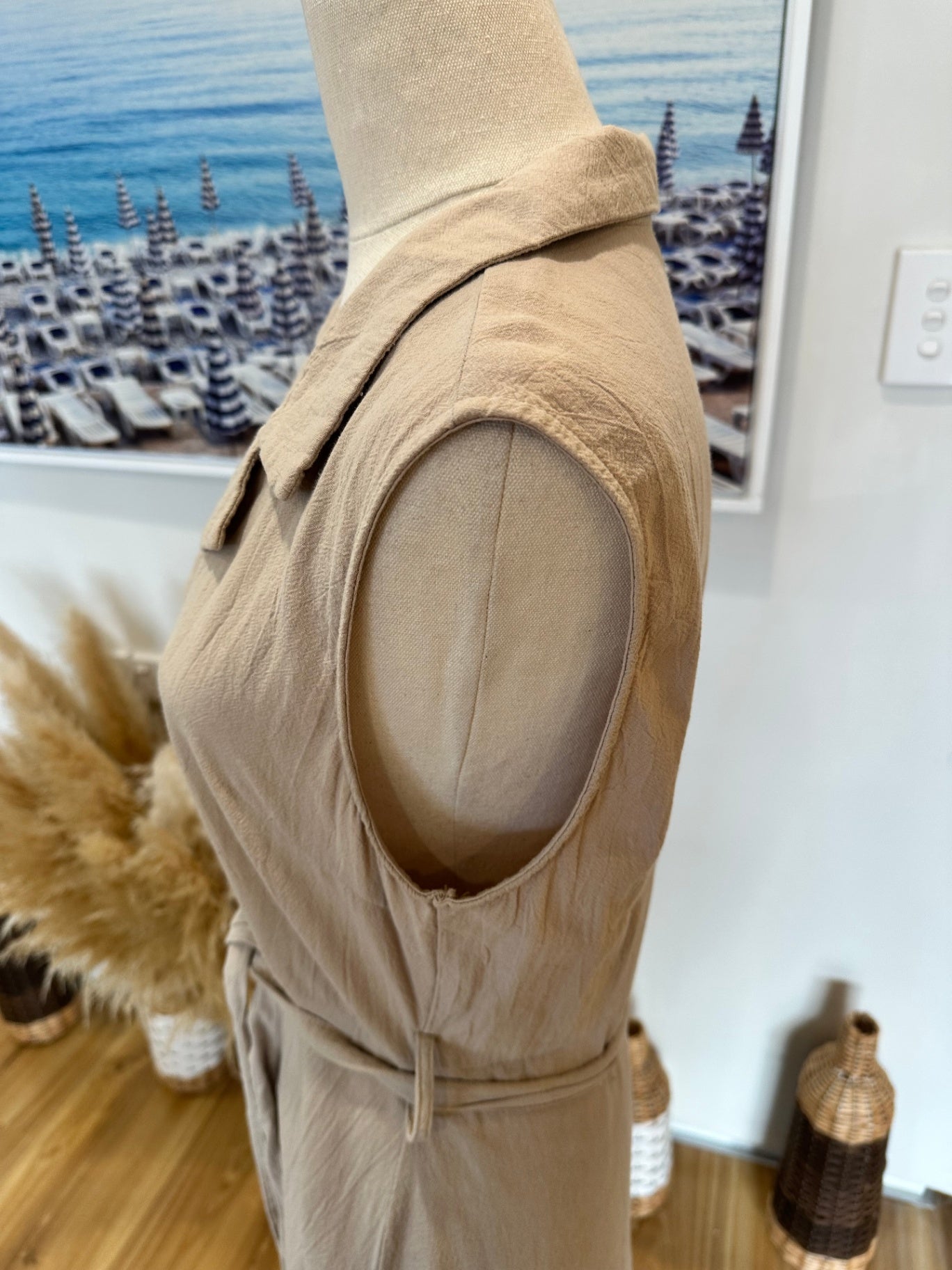 [SALE] Safari Dress - Size 12 - Beige - 100% Cotton