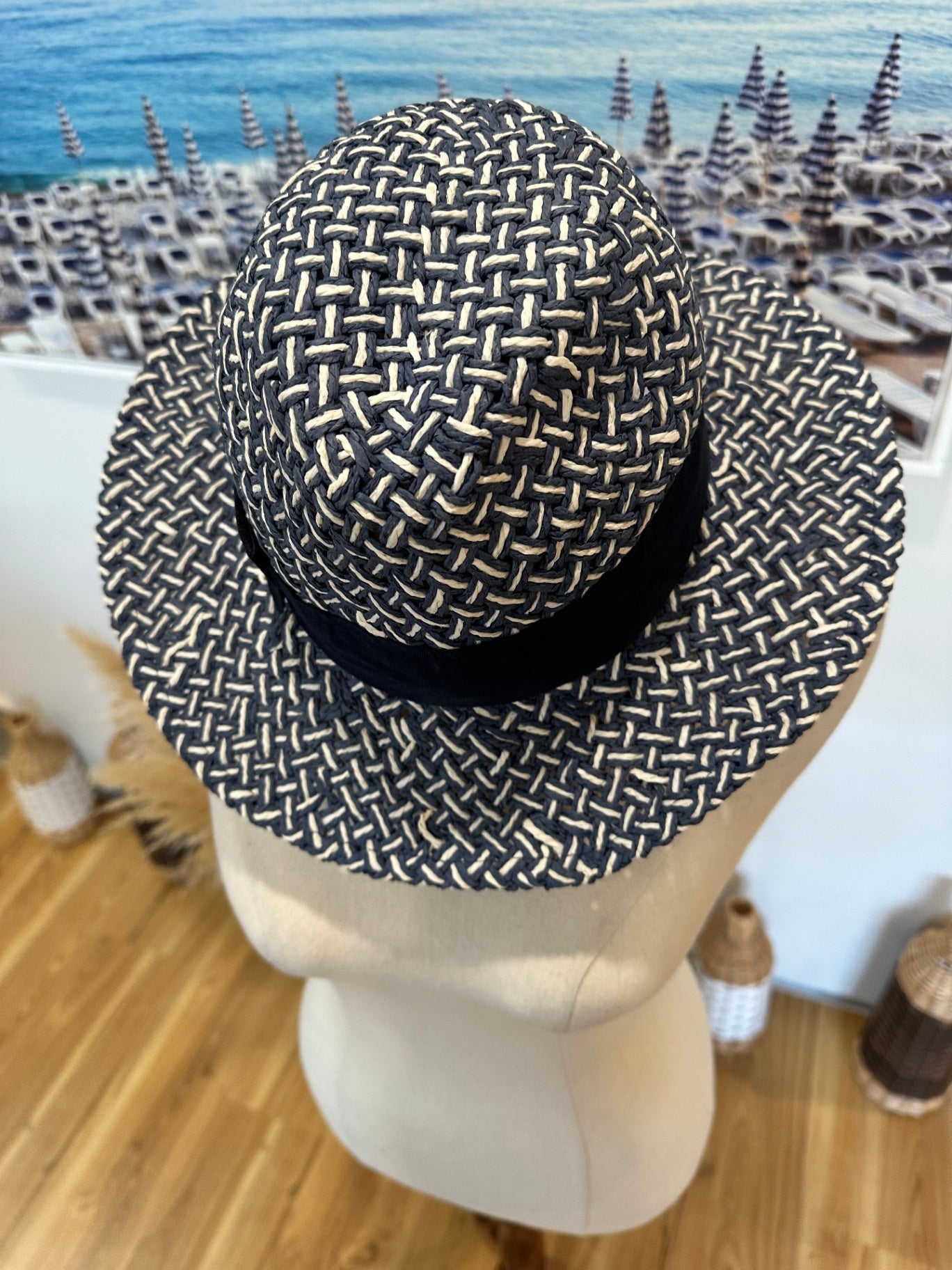 [SALE] Sun Hat - Navy Blue & White