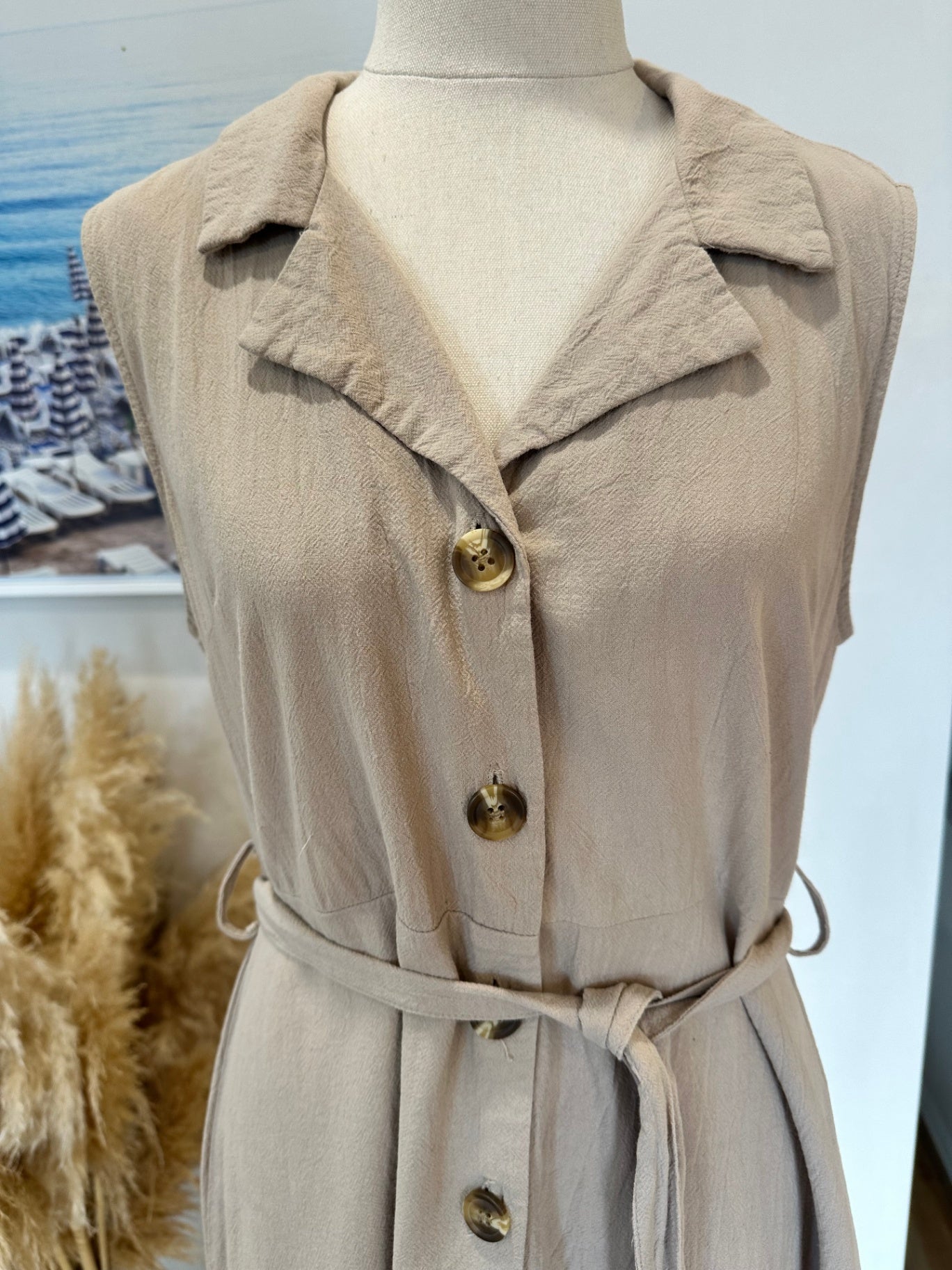 [SALE] Safari Dress - Size 12 - Beige - 100% Cotton