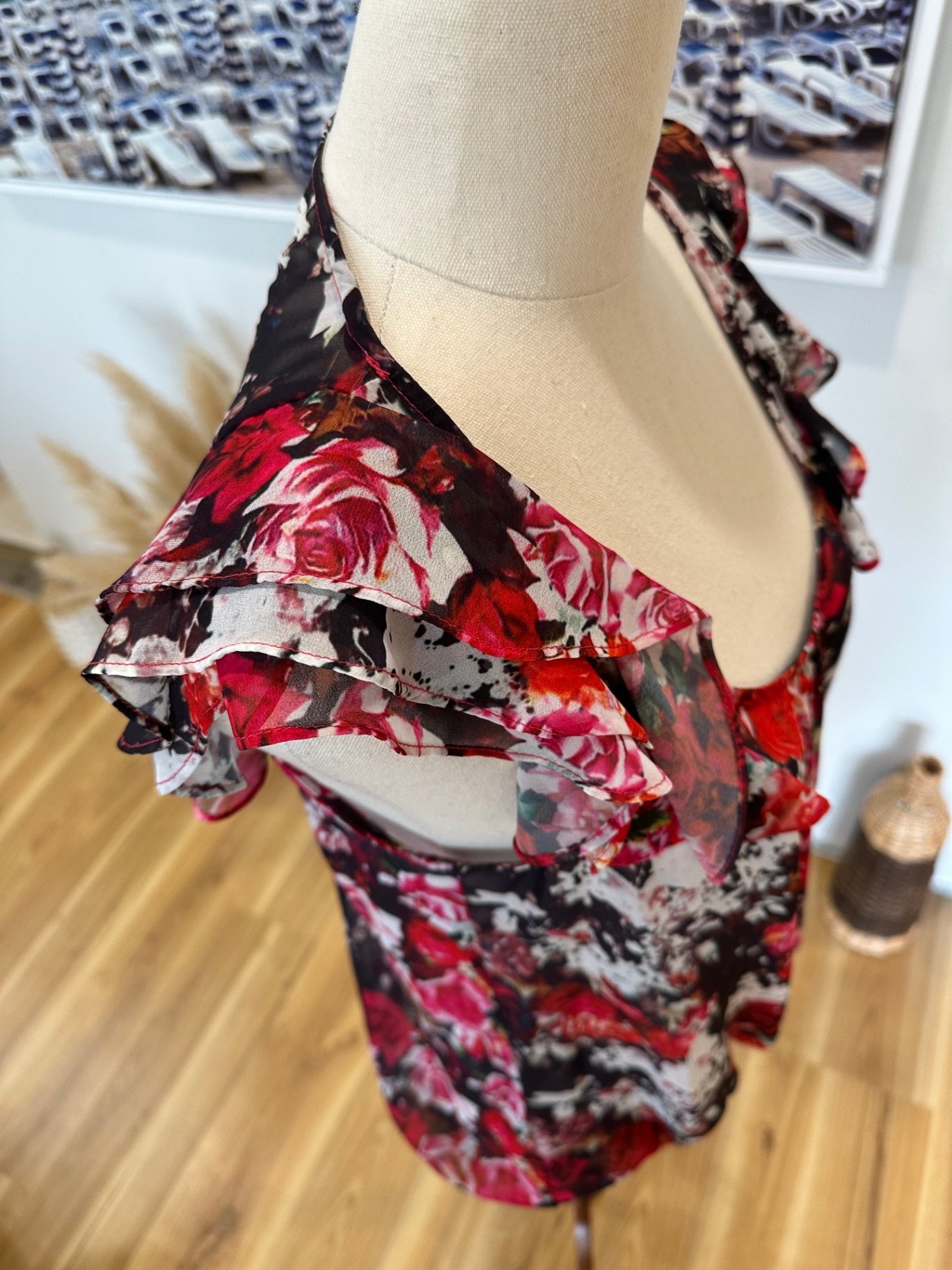 [SALE] Max Blouse - Size 10 - Red, black, white, pink & green