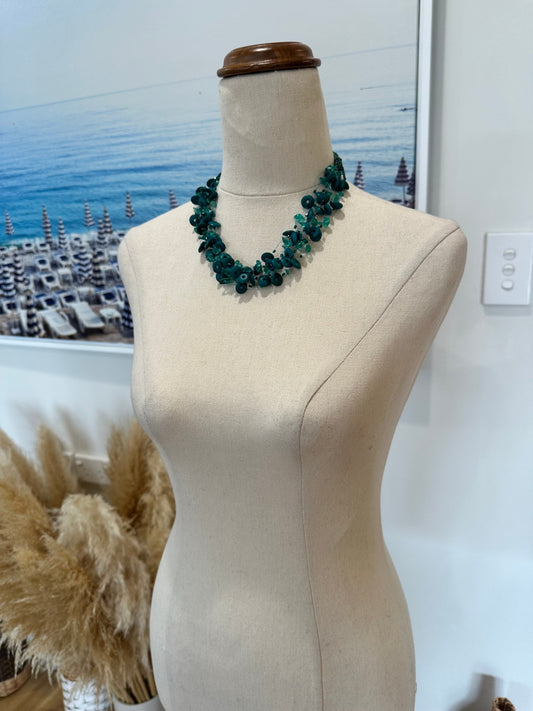 [SALE] Necklace - Beaded Teal and dark blue