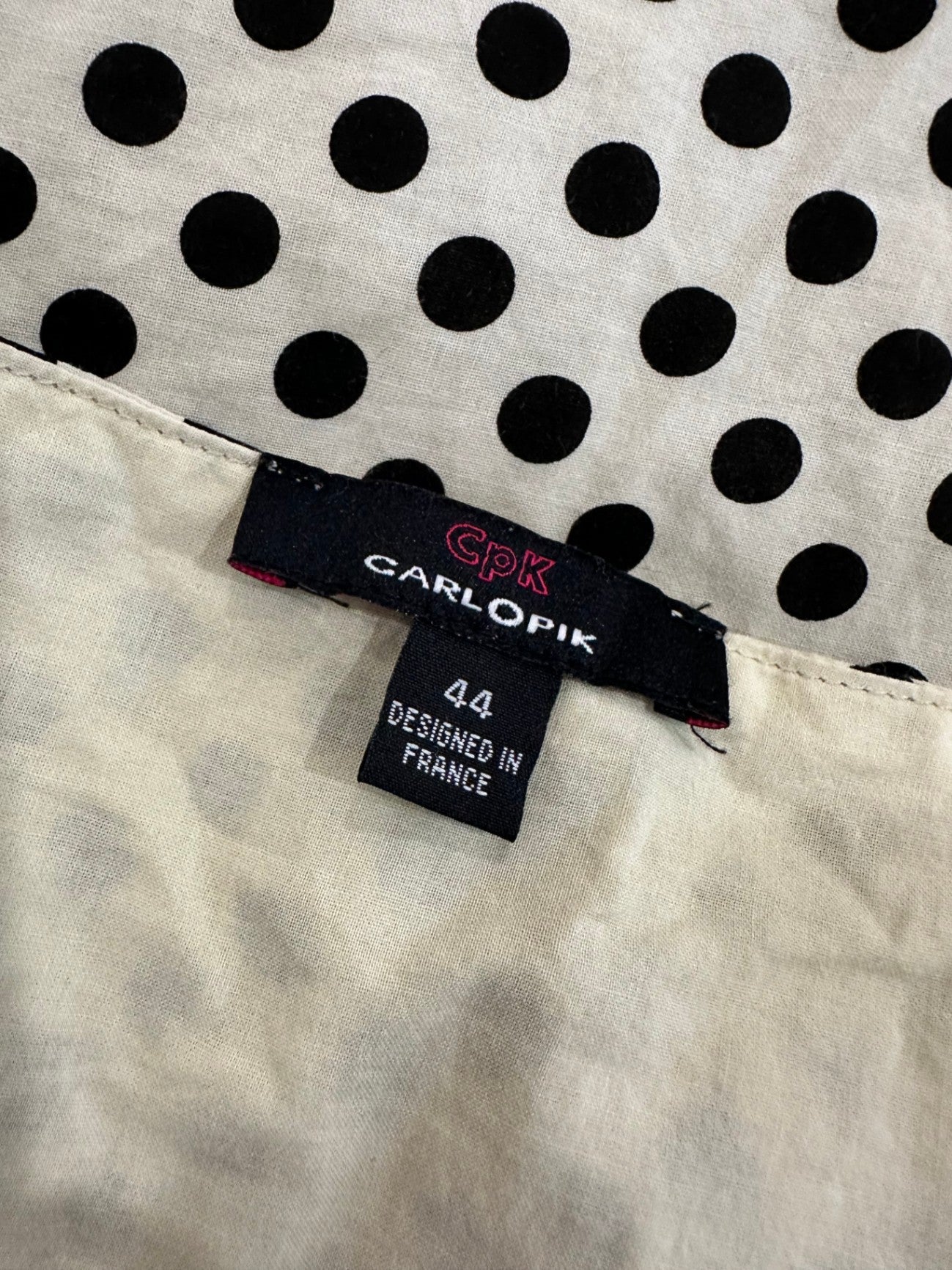 Carl Opik - Grungy Blouse - EU 44 (Large) - Beige with black polka dots - Made in France